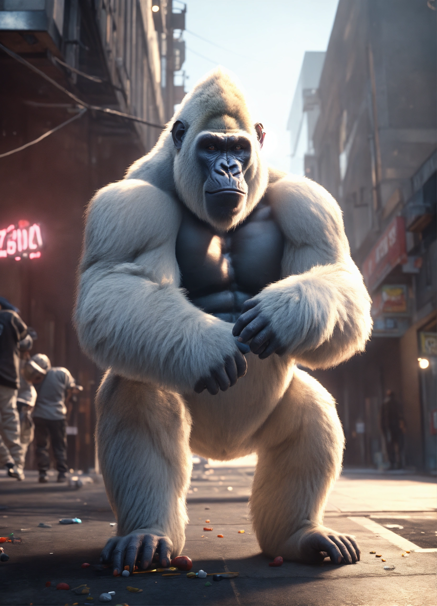 Lexica - A giant rapper white gorilla MC, cinematic lighting, high ...
