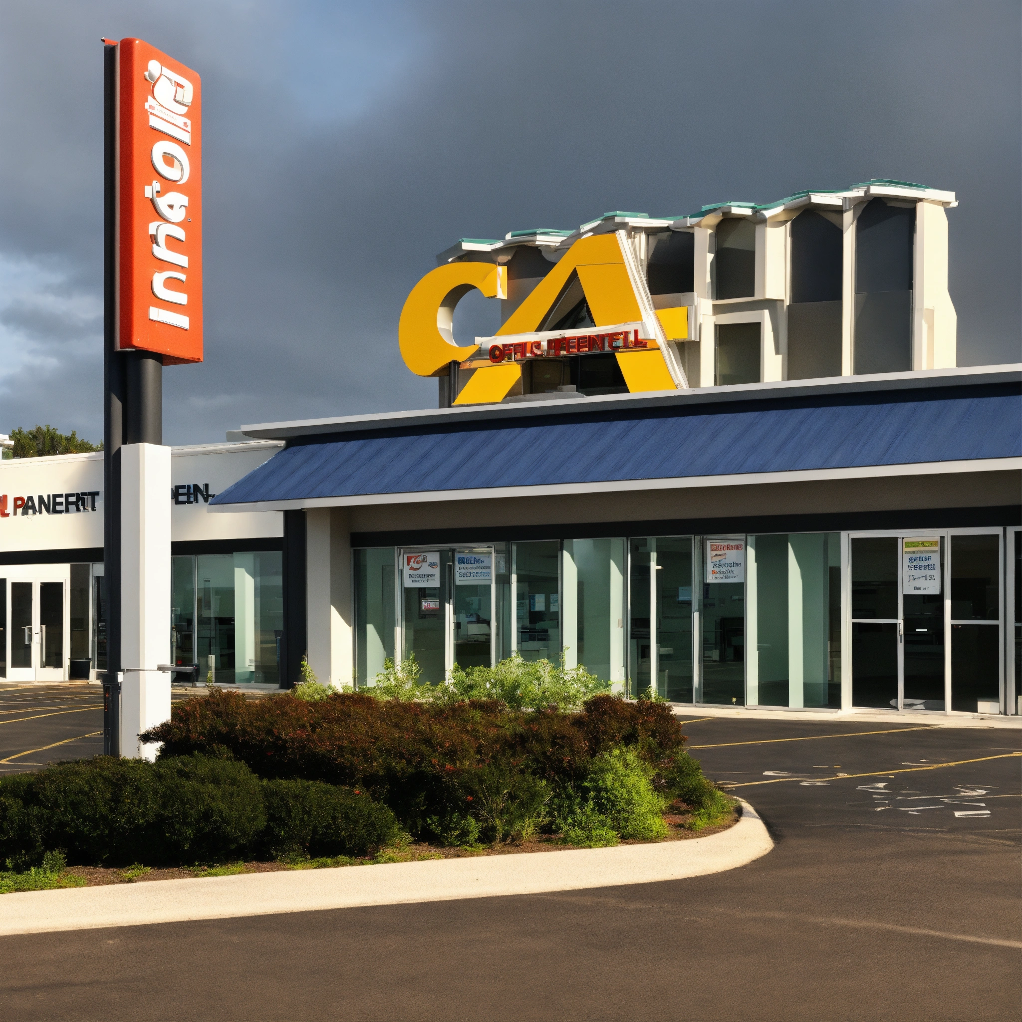 Lexica - A photo of a car rental office. The office is located in a ...