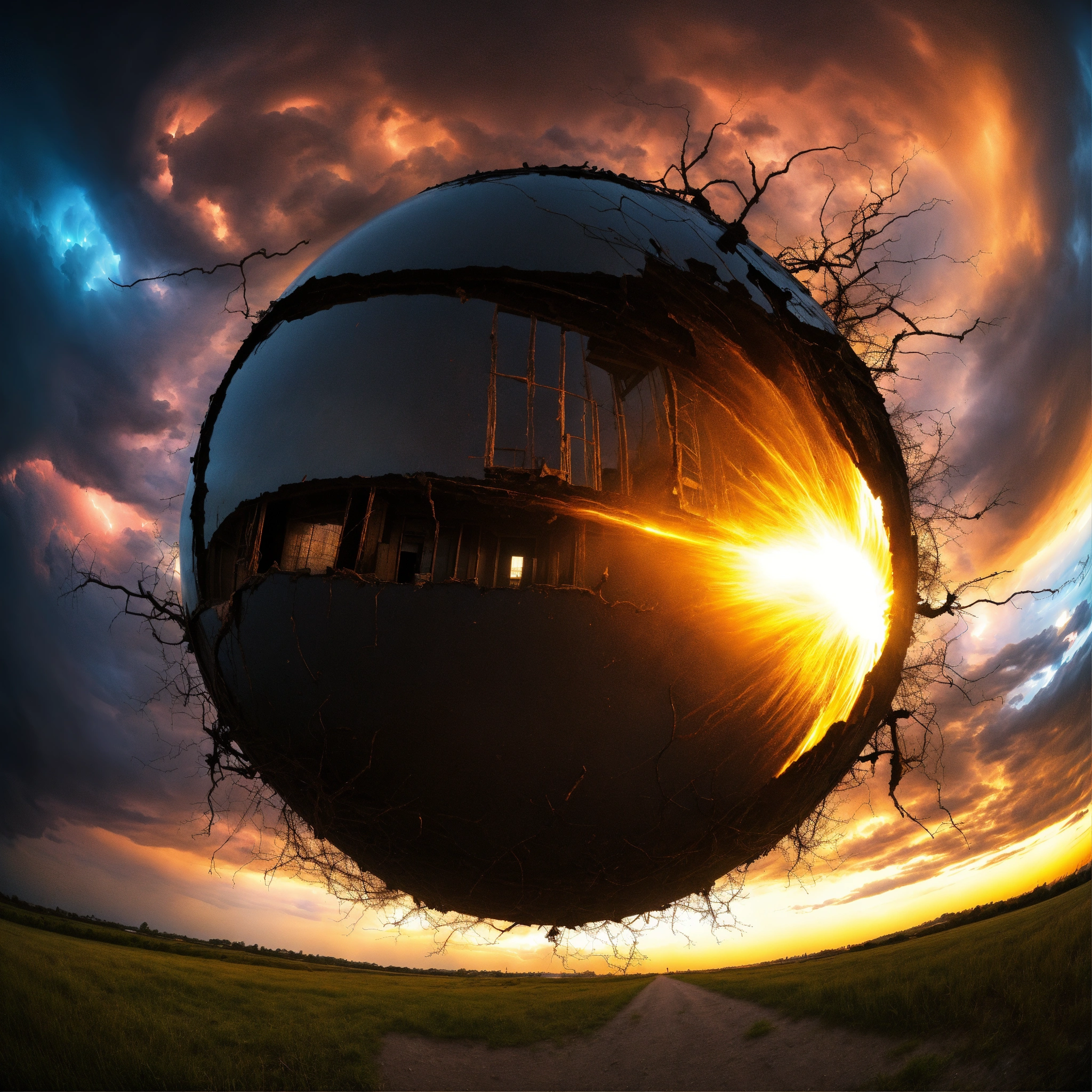 Lexica - Photo fish eye 3d Digital art Black strange object odd shape ...