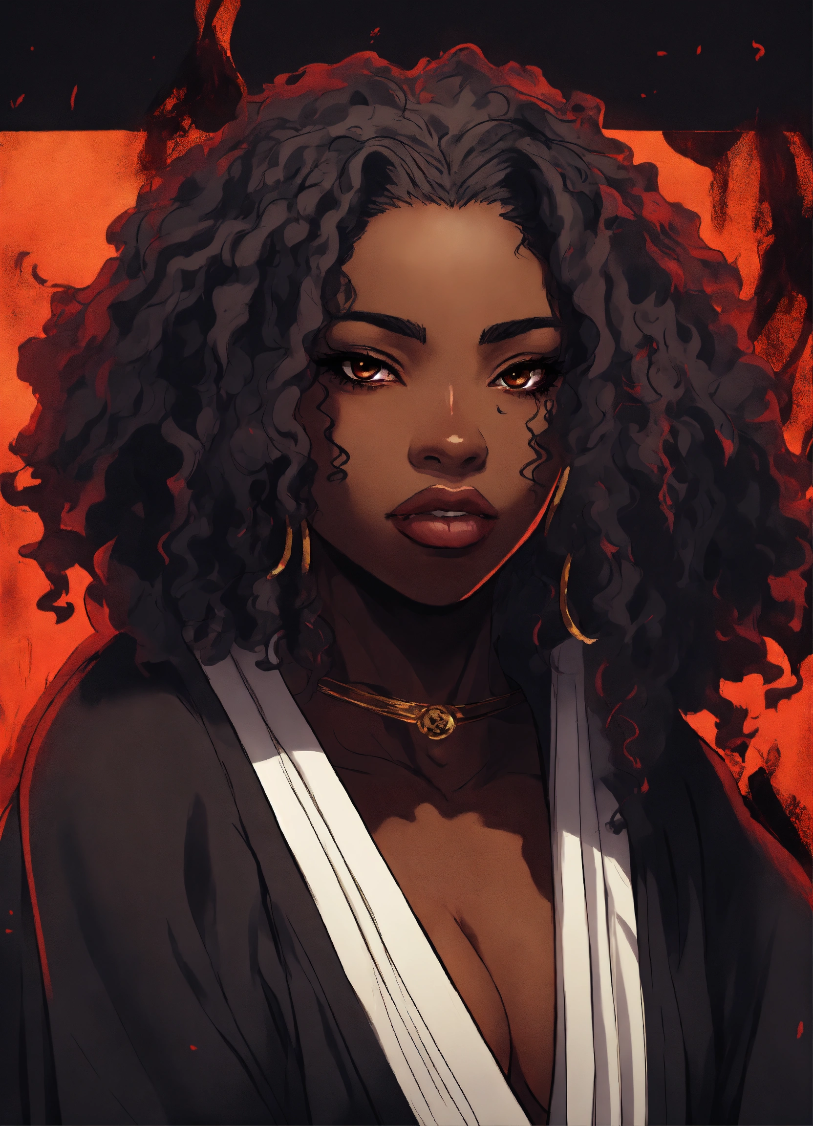 Lexica - A Black woman shinigami with full lips and a wide nose and ...