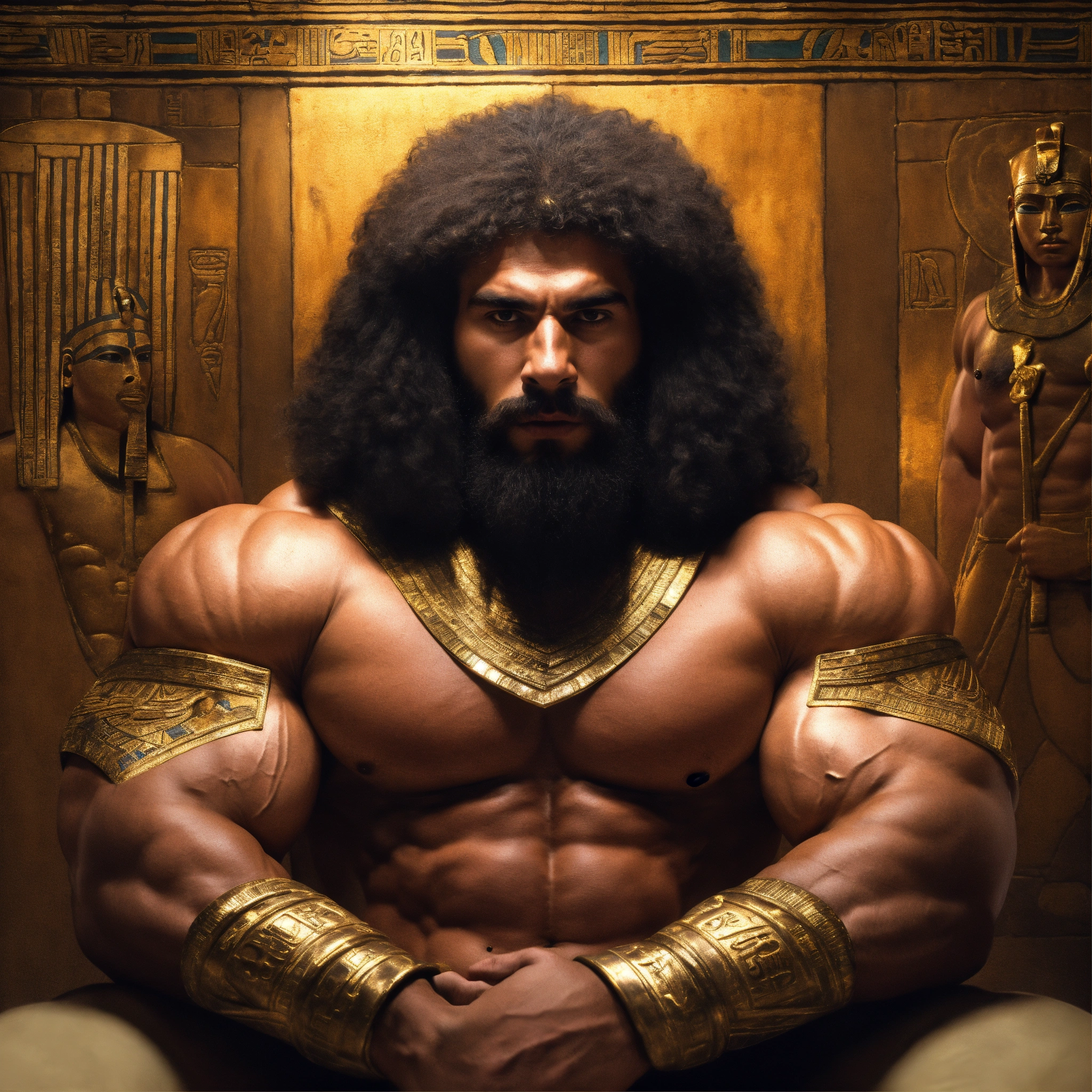 Lexica - 30-year-old hairy Ancient Egyptian man with big muscles, big ...