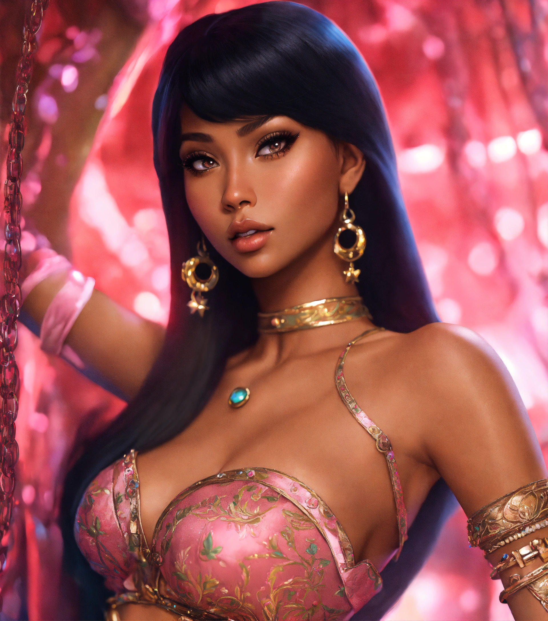 Lexica - Realistic female inspired by Nicki Minaj and Sailor Moon by Toei  Animation with olive skin and dark hair, digital art, detailed fingers,  clo...