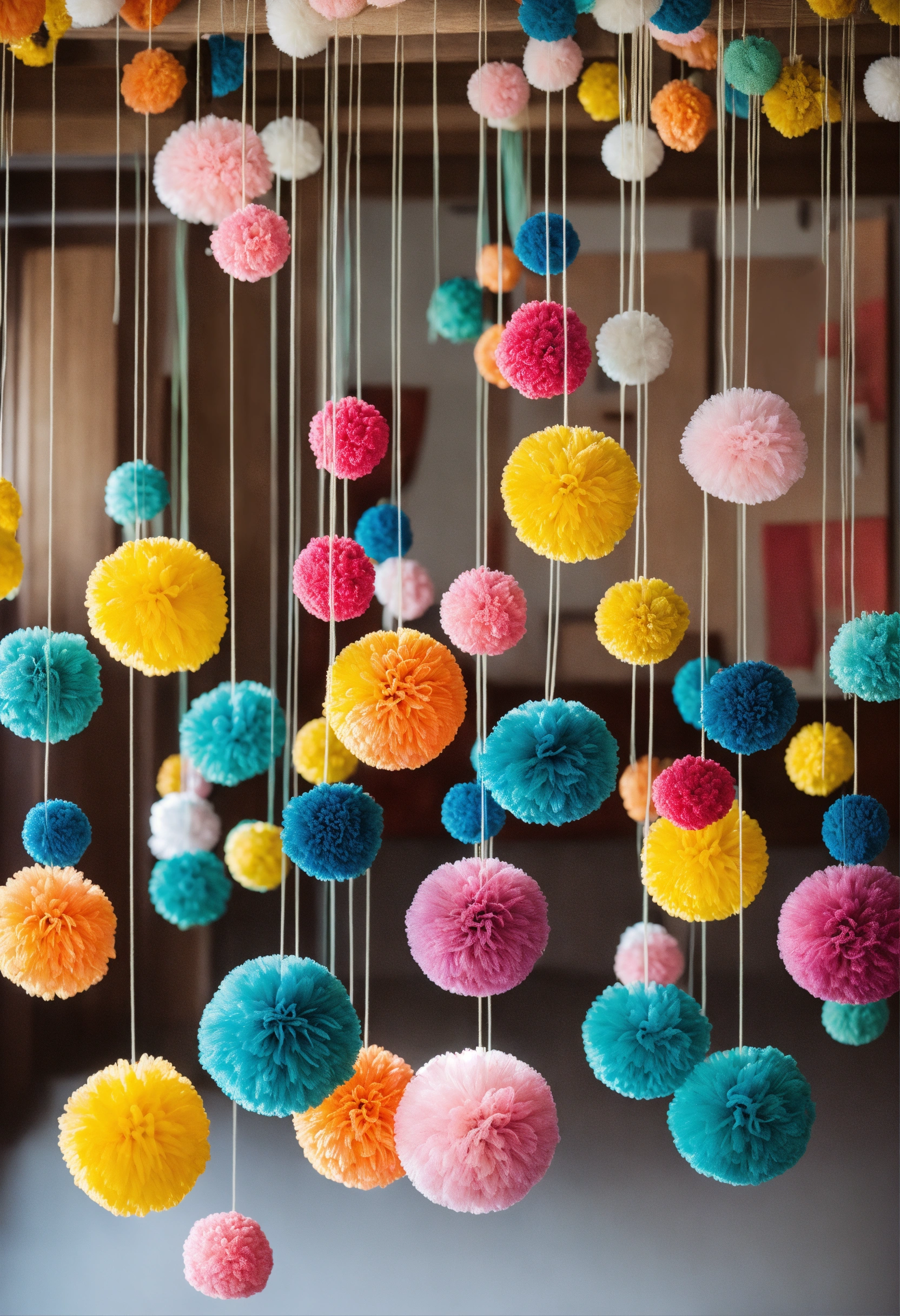 Lexica - Hanging decor long strings pom pom colorful