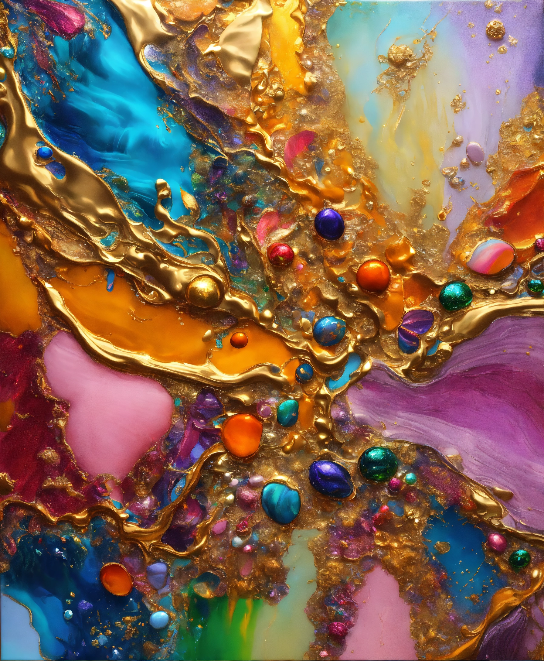 Lexica - Colorful abstract painting oil and water complex complicated ...