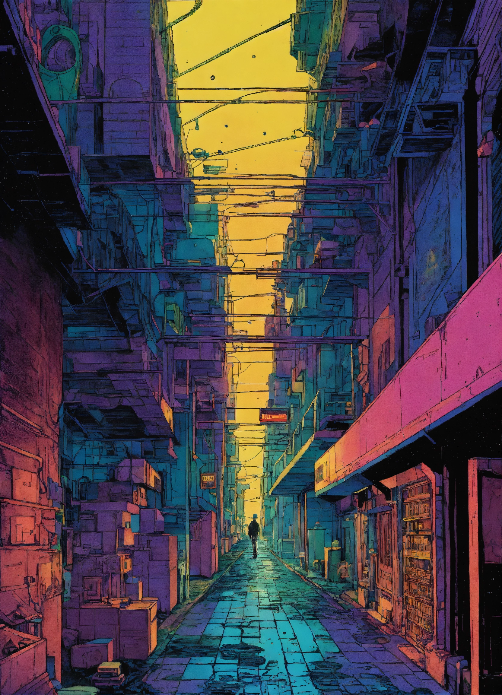 Lexica - Vintage 90's comic style environmental wide shot of a sketchy ...
