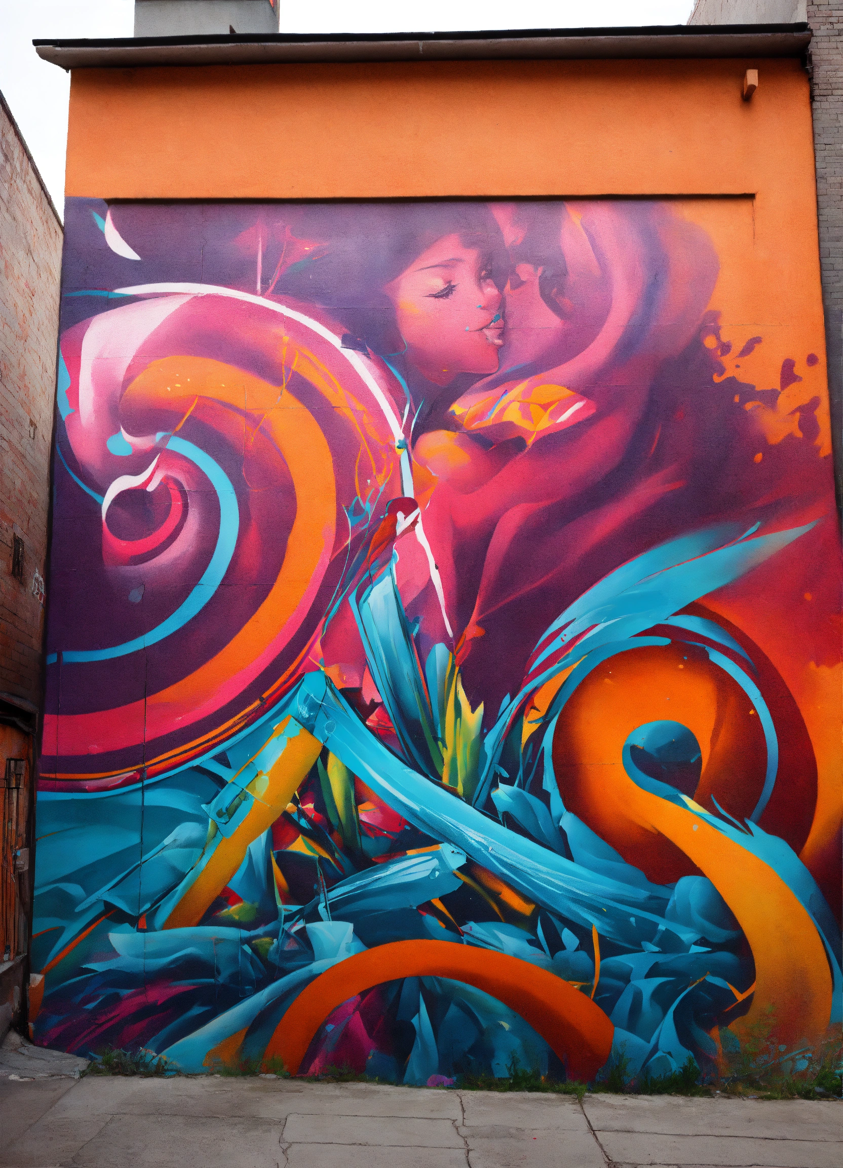 Lexica - Street spray paint urban murals with vibrant colors design.