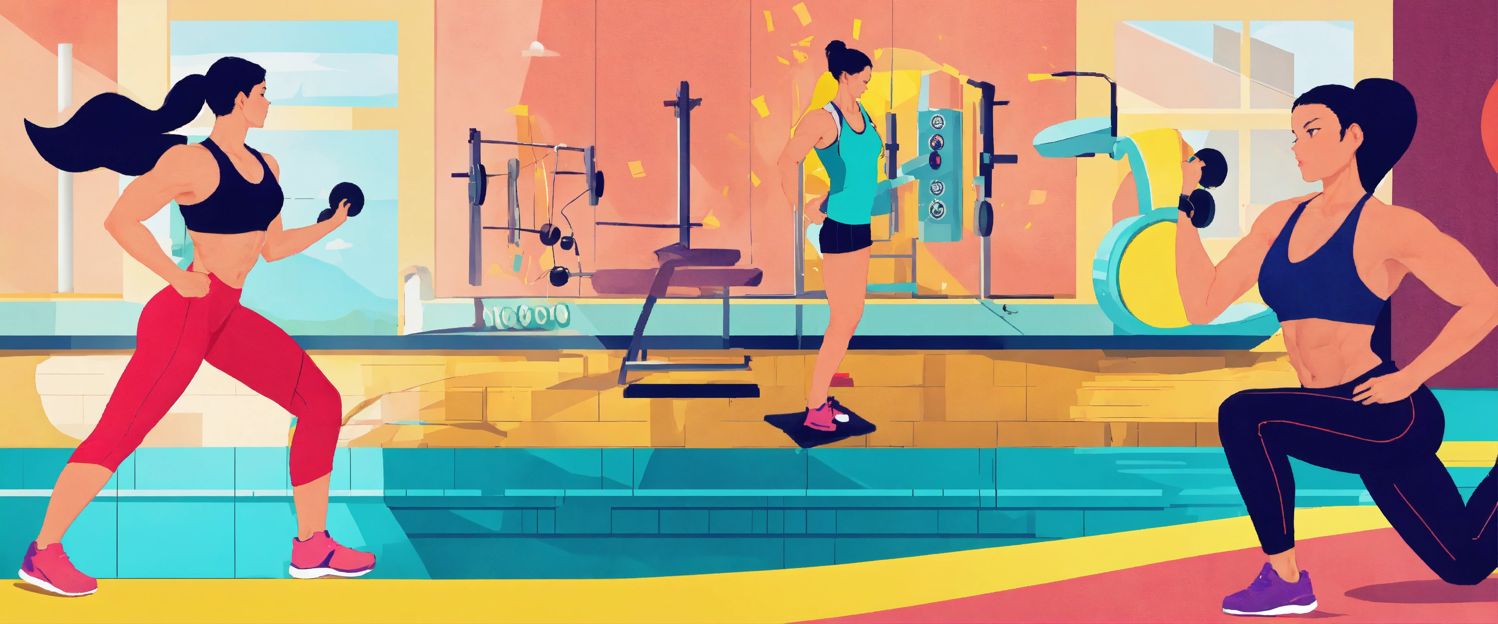 Lexica - Full body fitness workout banner graphic with high deteial visuals