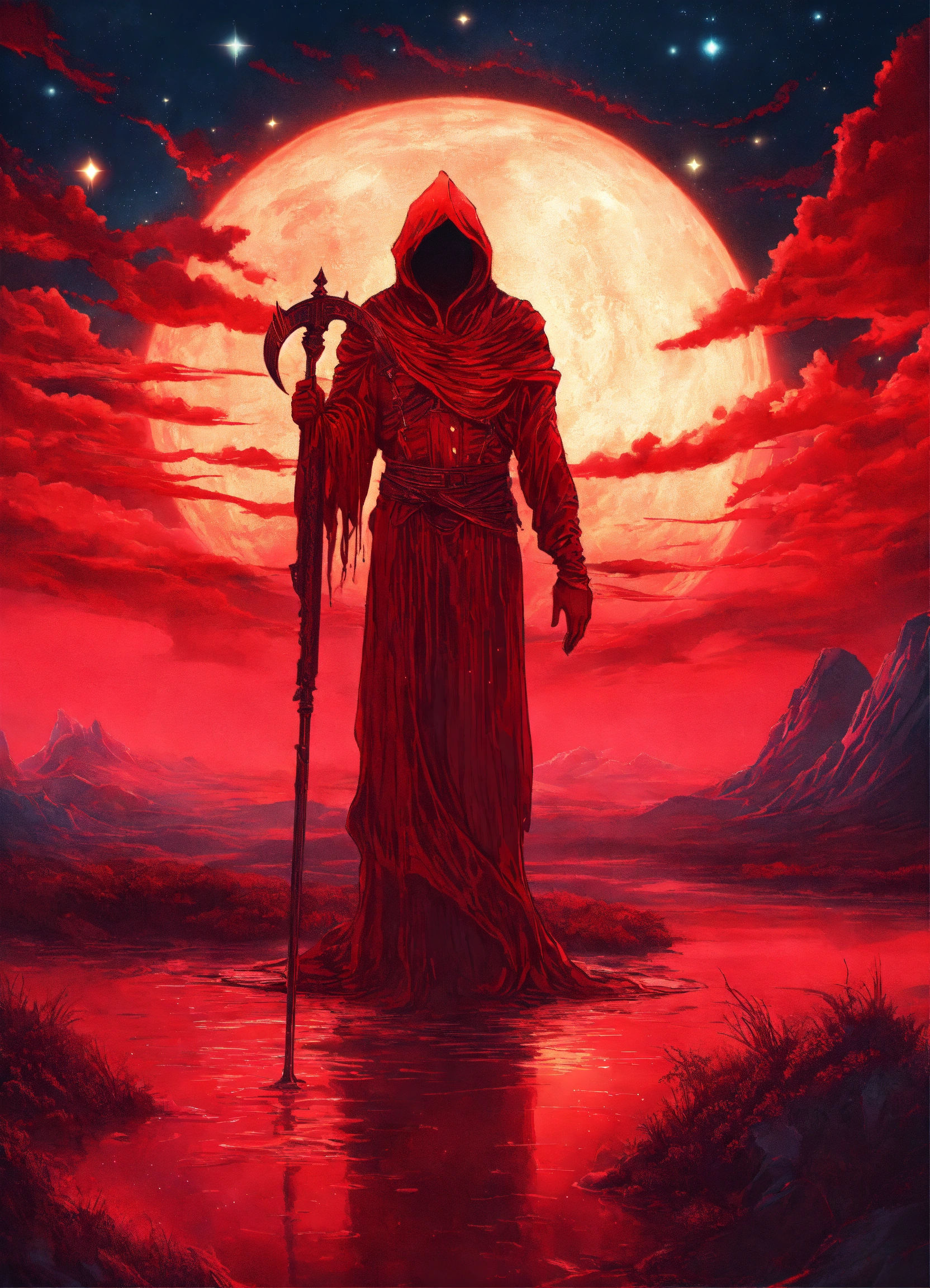 Lexica - Optical illusion bioluminescent transparent giant reaper red ...