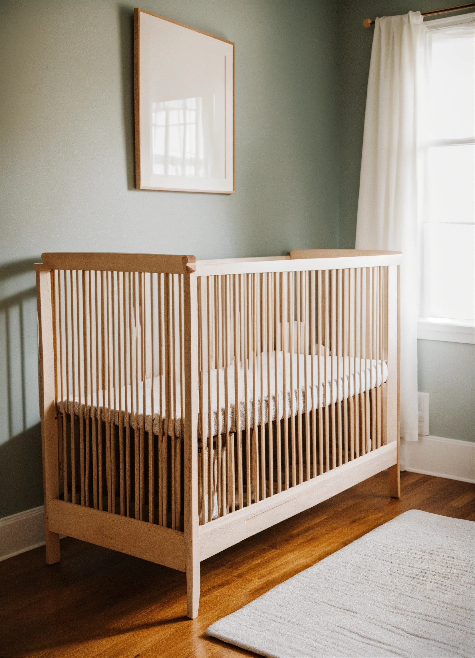 Lexica - A photo of a baby crib with a mattress. The crib is made of ...