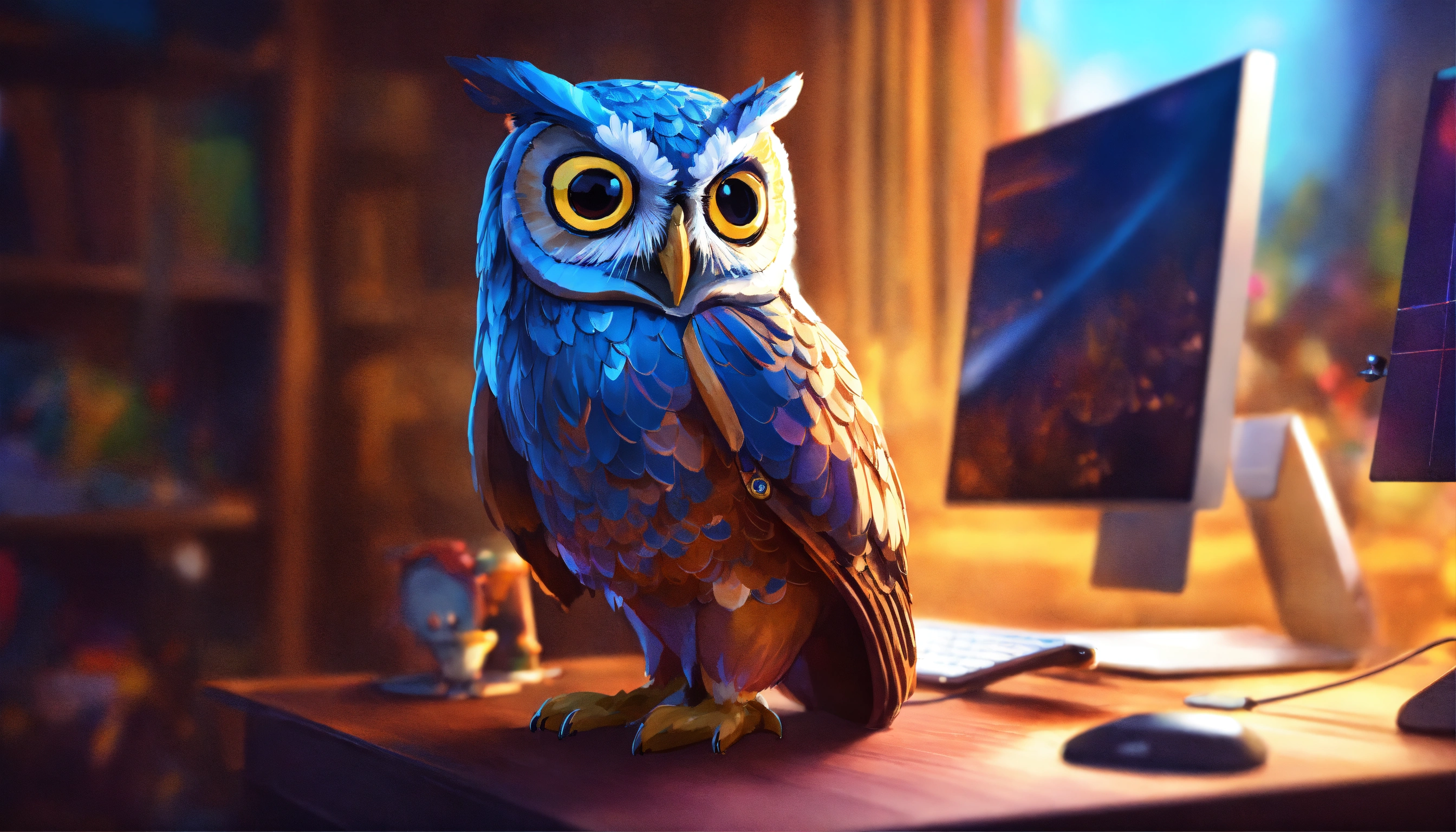Lexica - Owl looking at a computer, elegant, digital painting, sharp ...