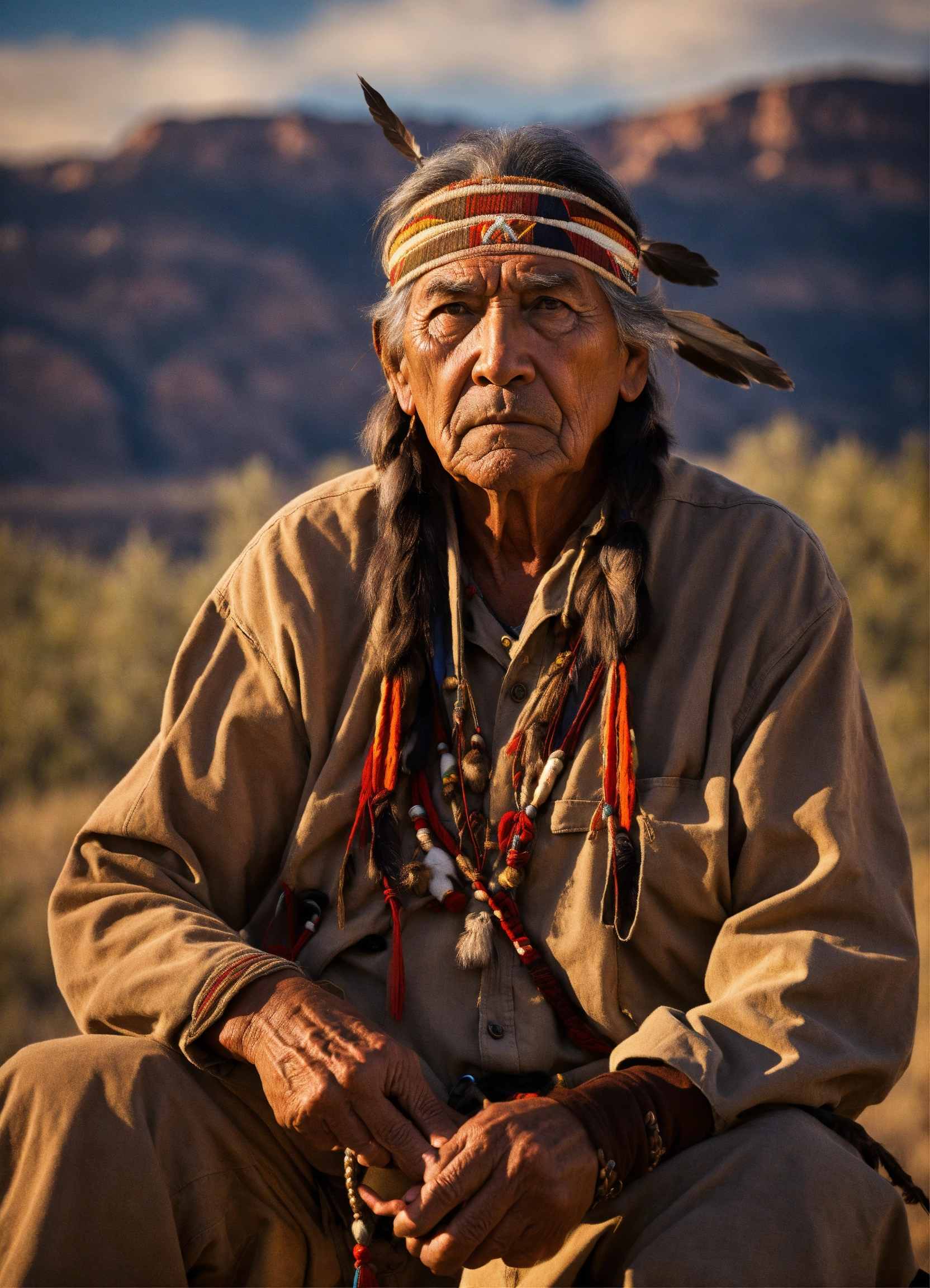 Lexica - Native american hunter National Park man old scare expressive ...