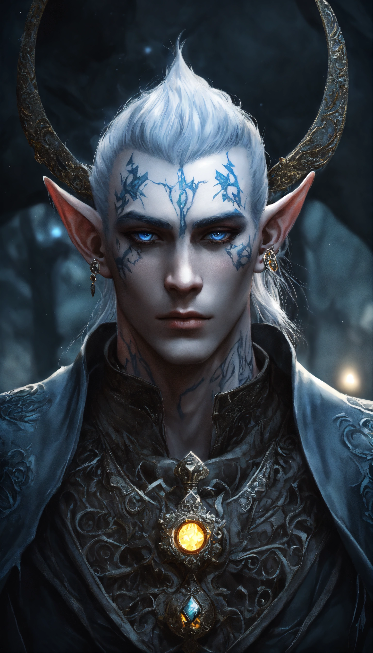 Lexica - Fantasy portrait of a tatooed male elf, sickly thin, gaunt ...