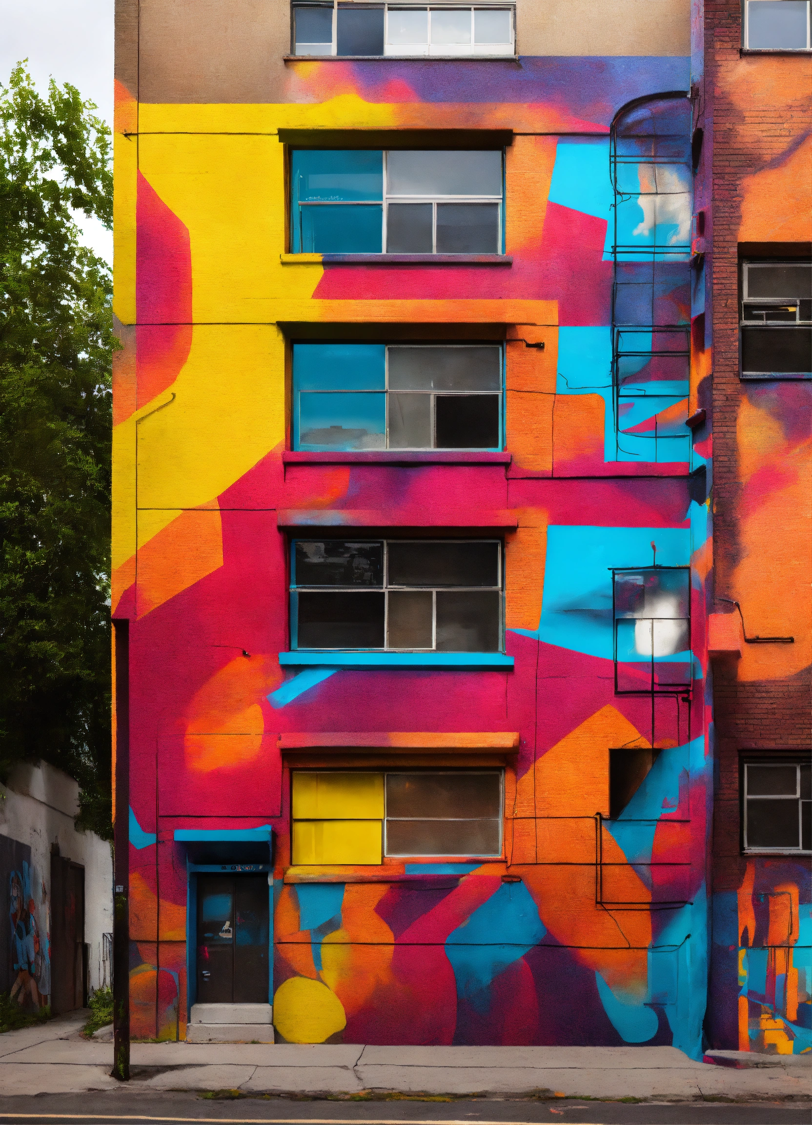 Lexica - Spray paint urban murals with vibrant colors design.