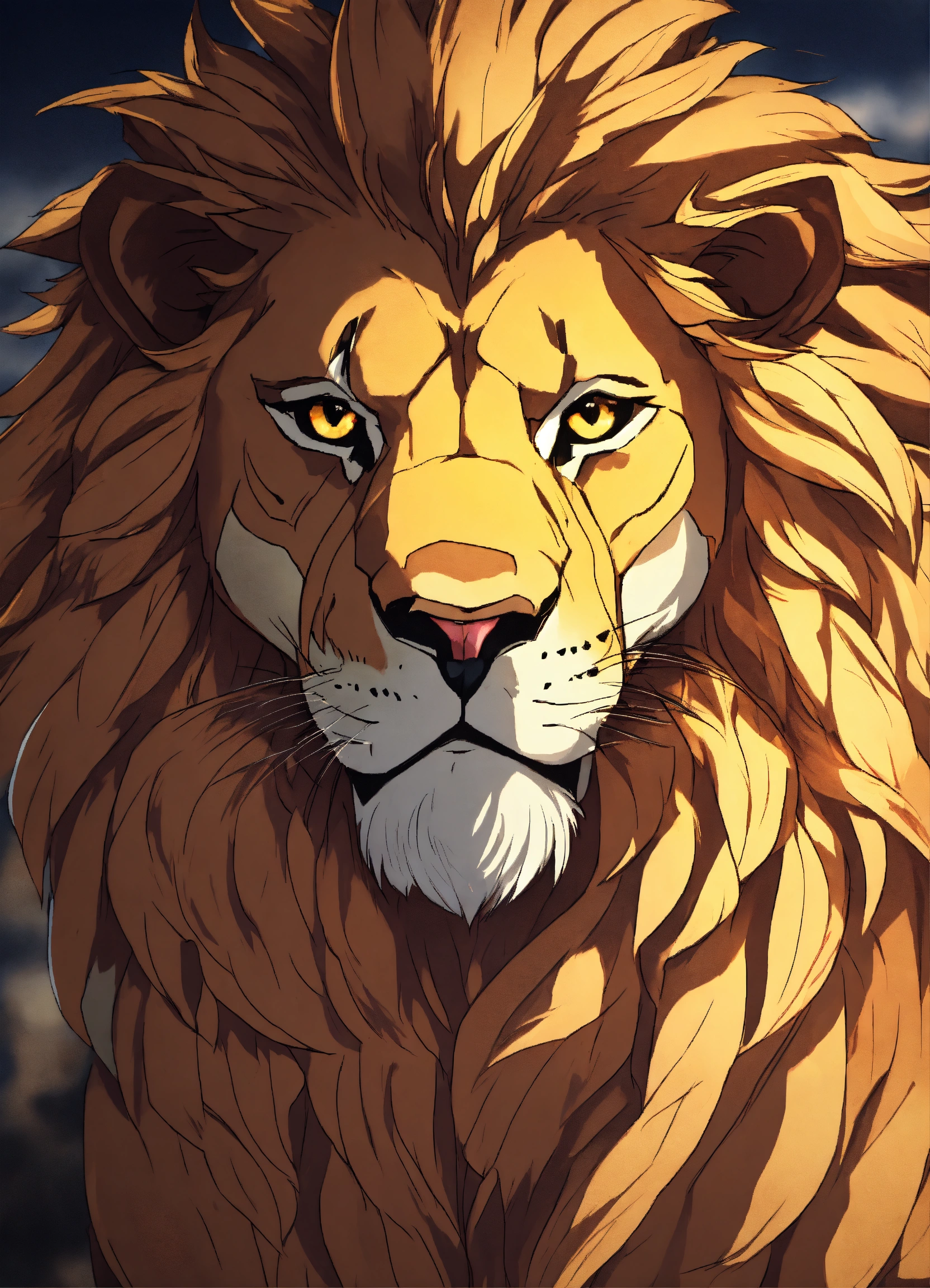 Lexica - Fierce lion as anime