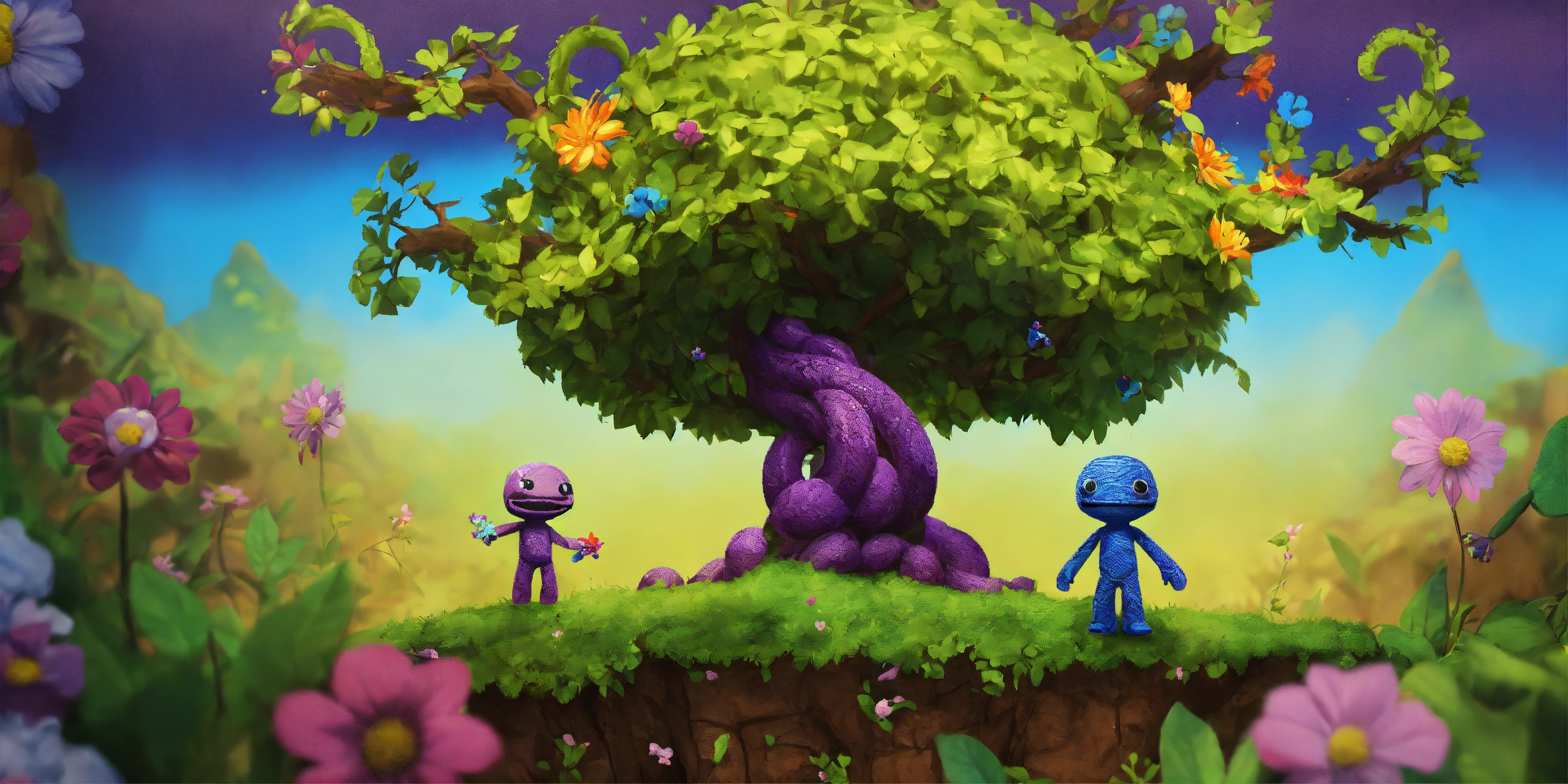 Lexica - Adam and Eve as Sackboy like people, facing one another, Eve ...