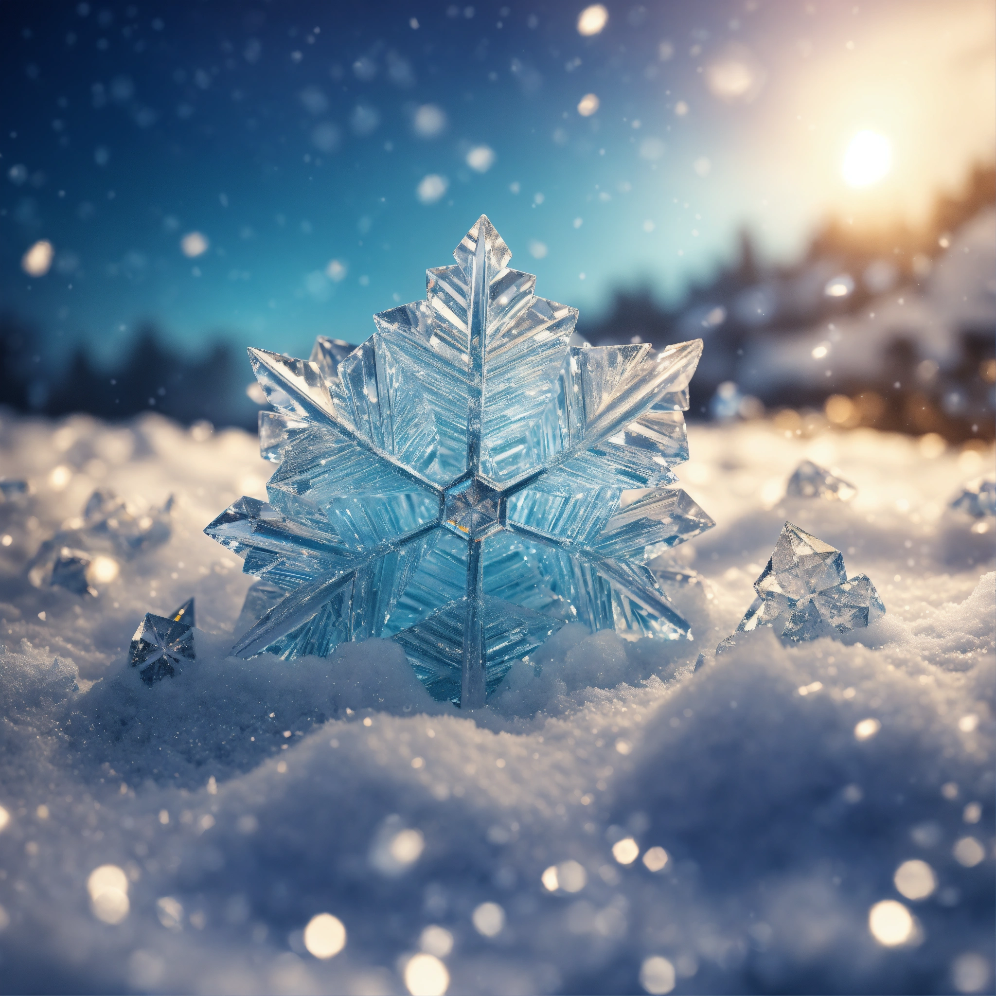 Lexica - Iced crystals snow background, deep focus, digital rendering ...