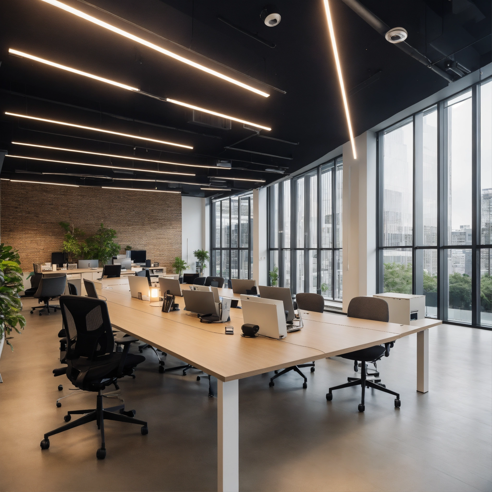 Lexica - A photo of a modern office. The office is well-lit and has a ...