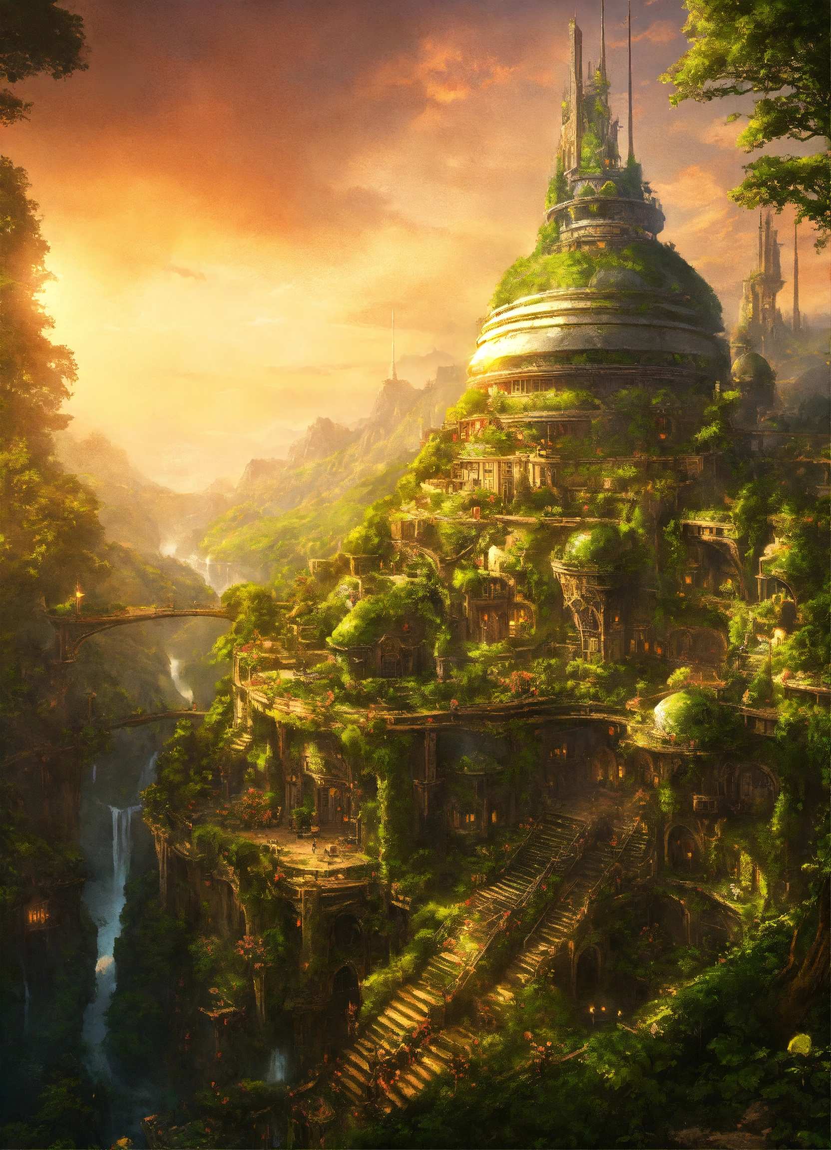 Lexica - Solarpunk elven city hidden away in a forest nation