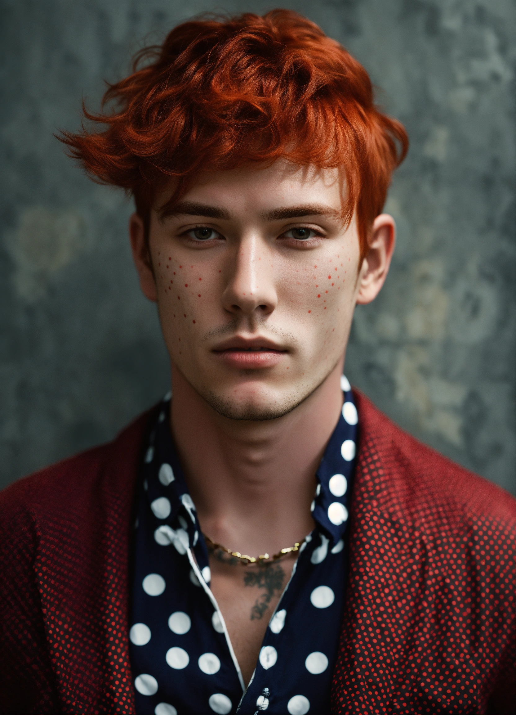 Lexica - Red hair male with polka dot skin