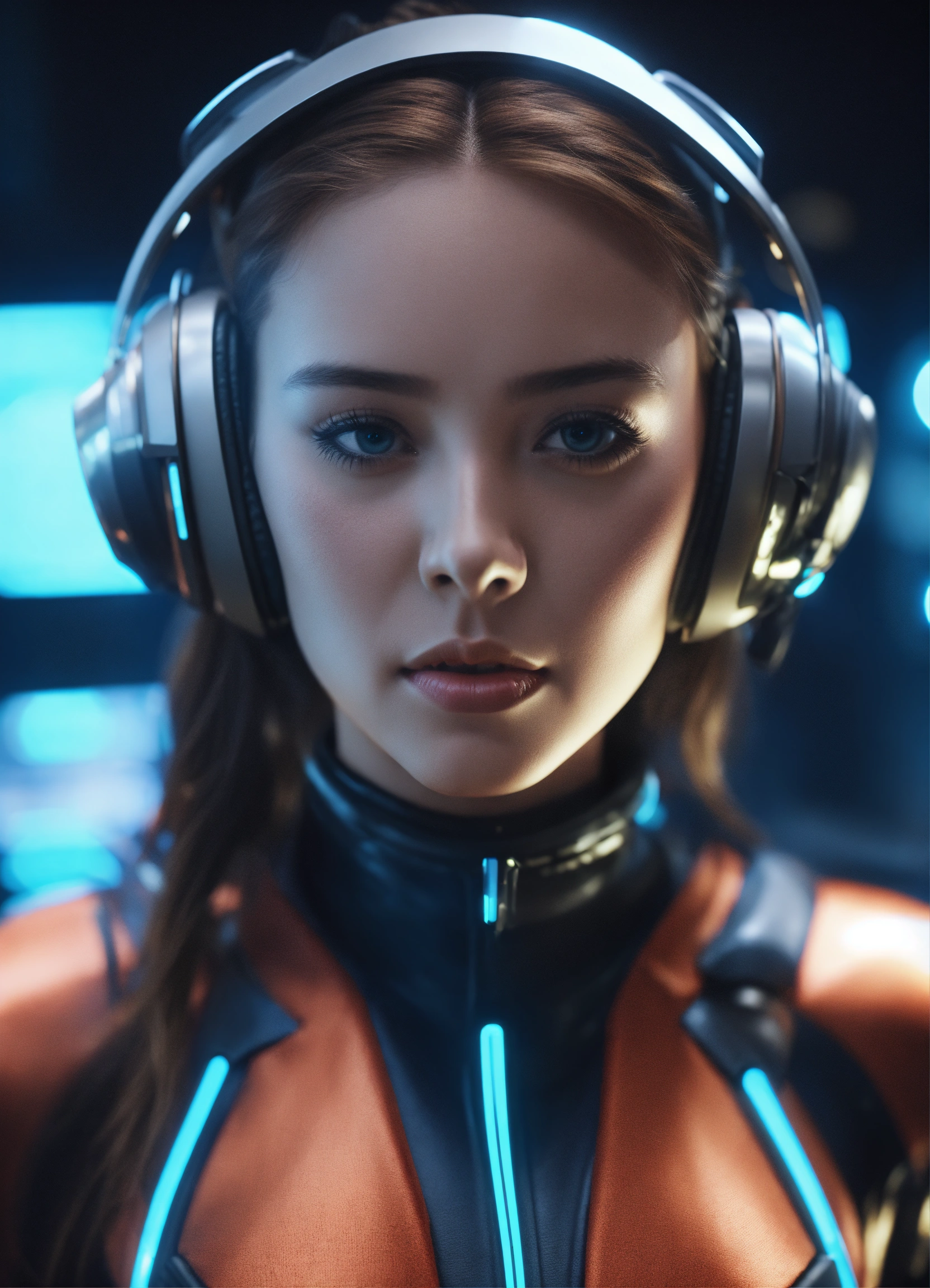 Lexica - Zoom out of a charming girl wearing a tight futuristic spy ...
