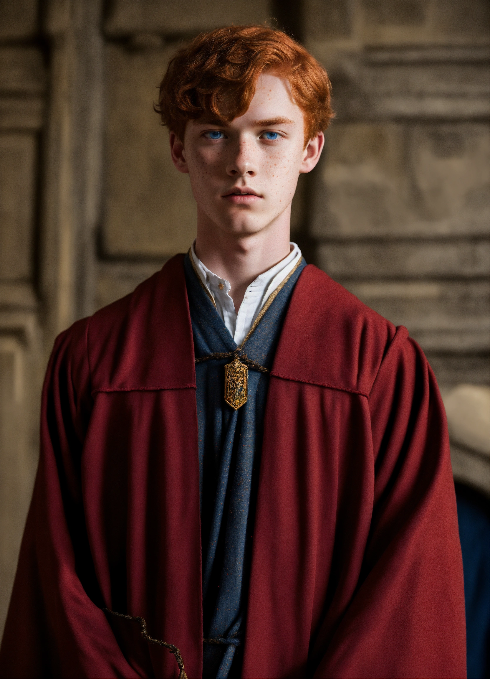 Lexica - 15-year-old male, red hair, blue eyes, tall, thin and gangling ...