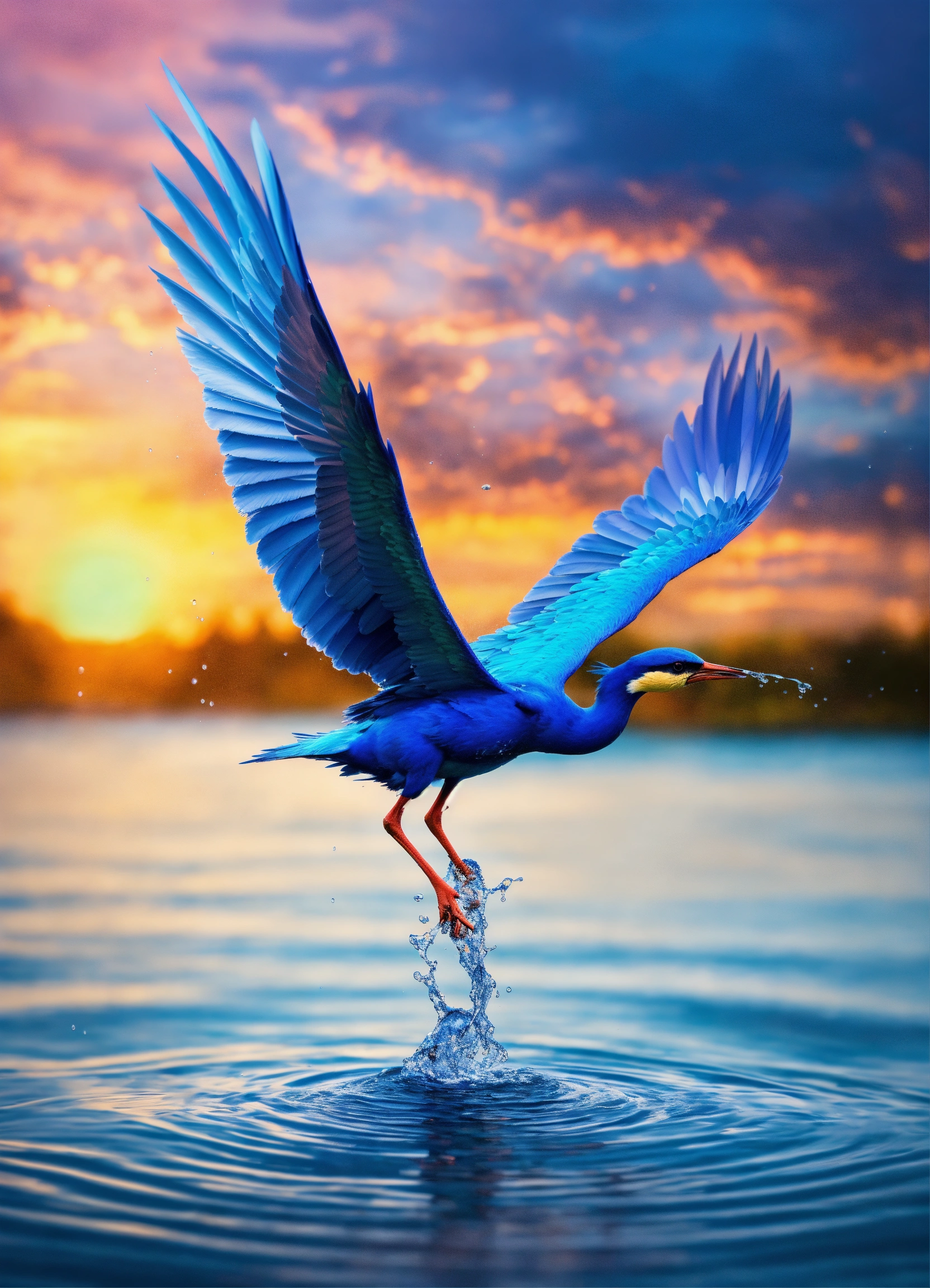 Lexica - Drop of water bounces above the water surface, transforming ...