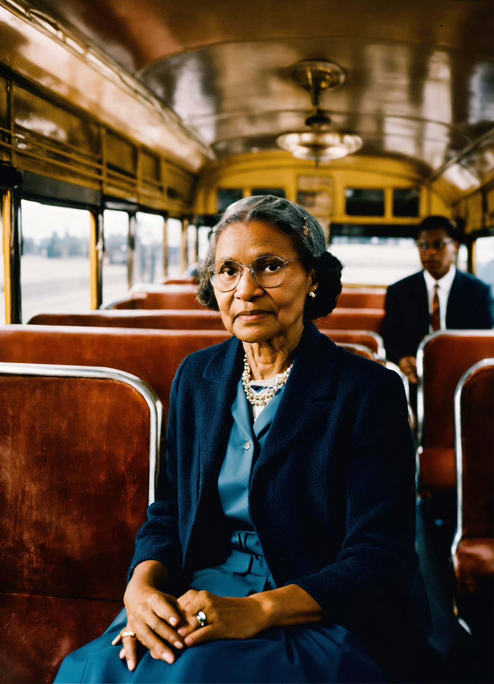 Lexica - Rosa parks sitting in a old bus with a lot of white peoples in ...