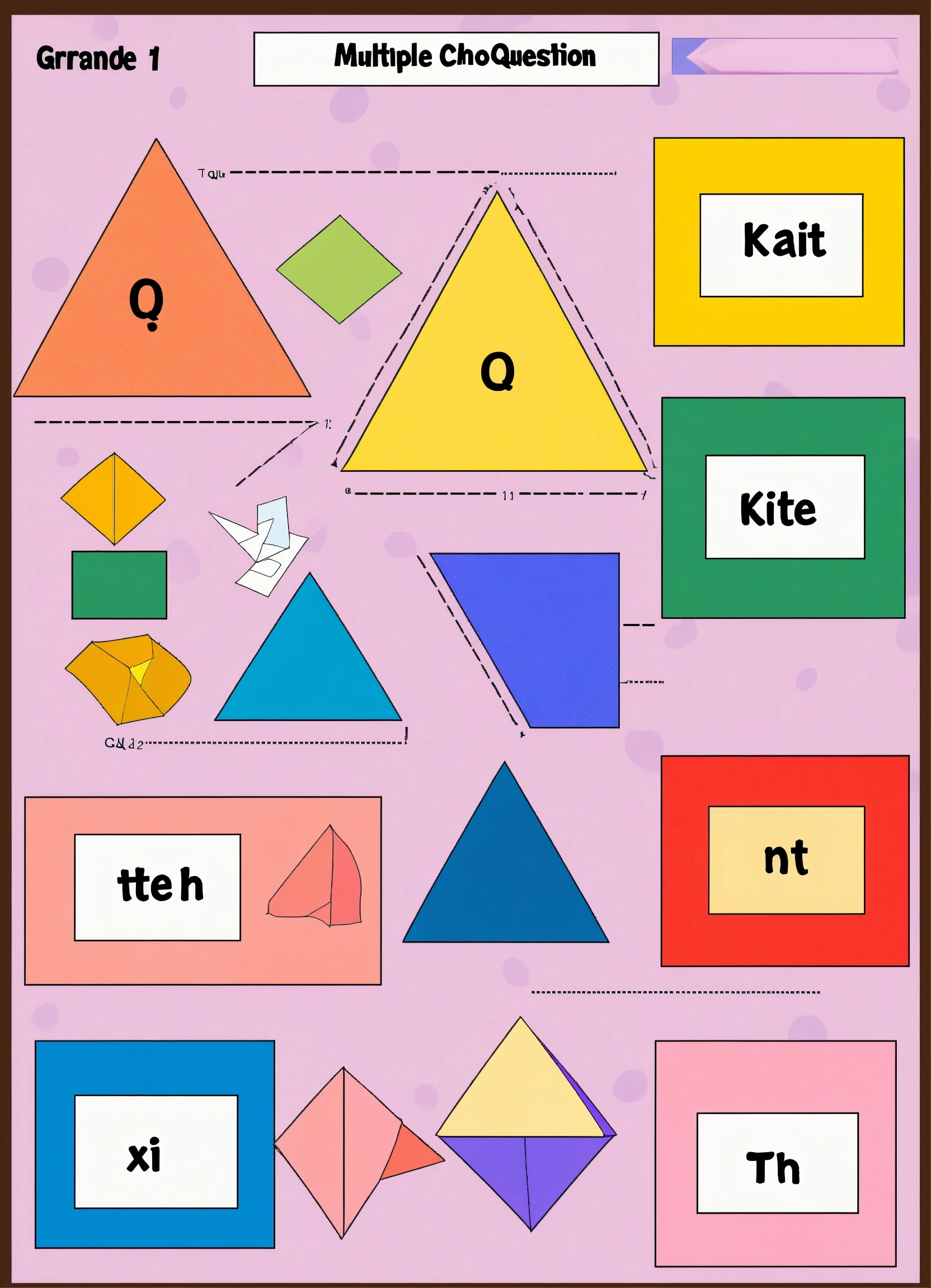 Lexica - Multiple choice question sheet for grade 1 math Question is ...