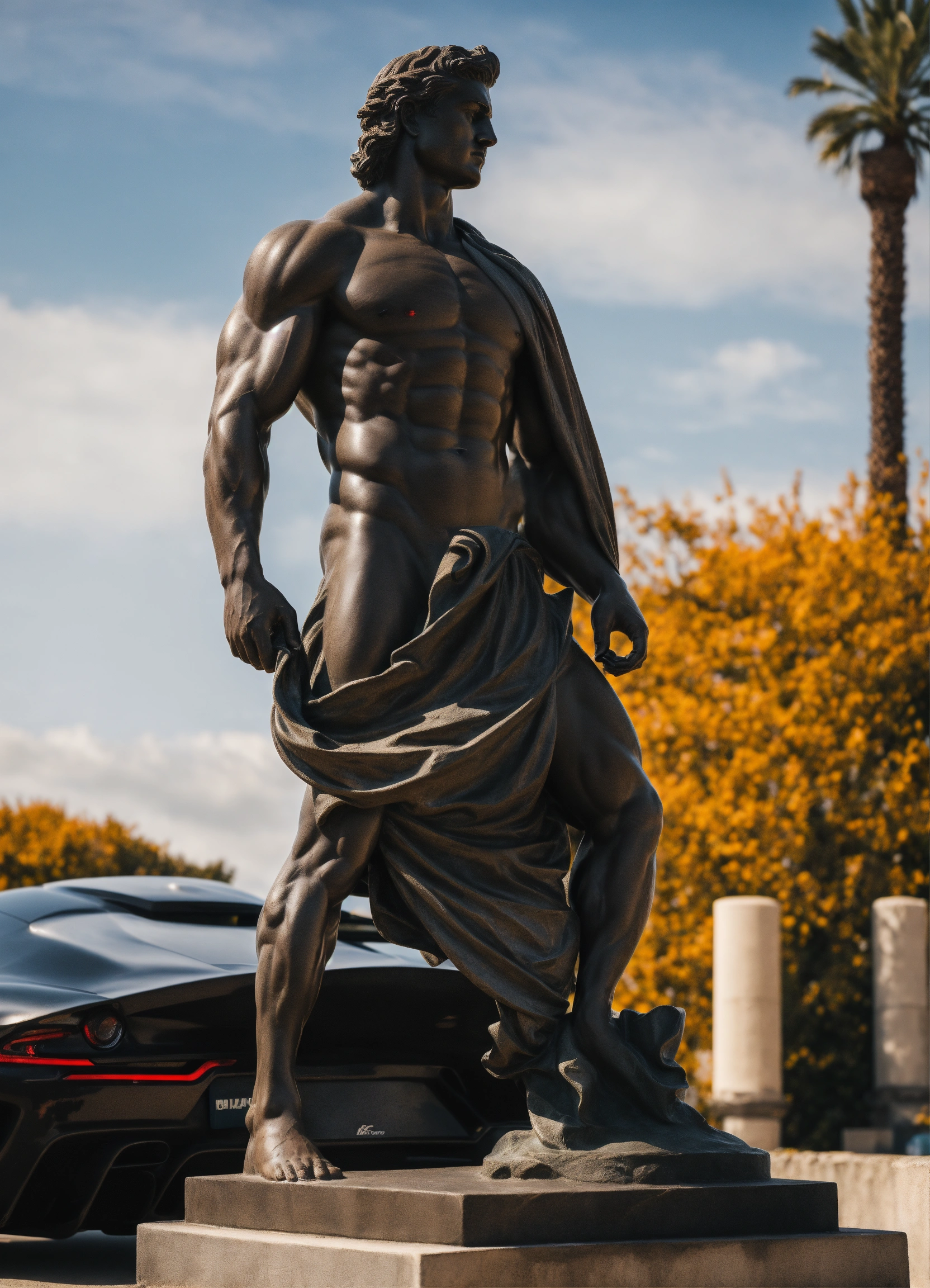 Lexica - A Statue from a muscular Greek god Statue with a wavey middel ...