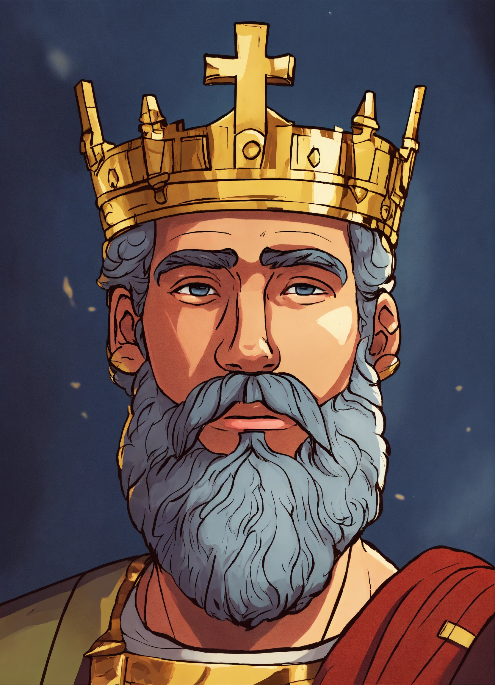 Lexica - 25 year old King Rehoboam from the bible, 2d cartoon, face closeup