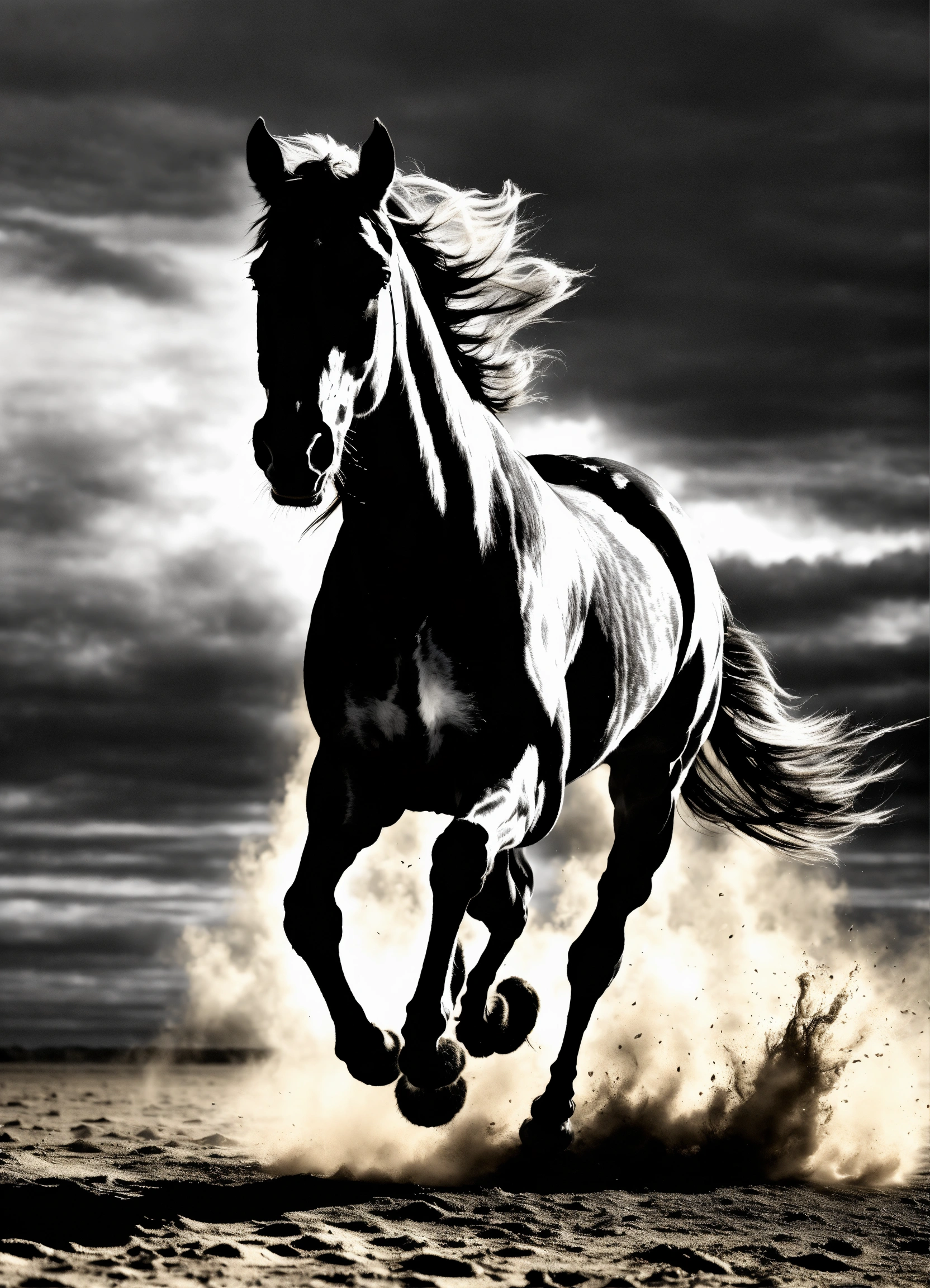 Lexica - Horse running galloping front on 3d photo realistic black and ...