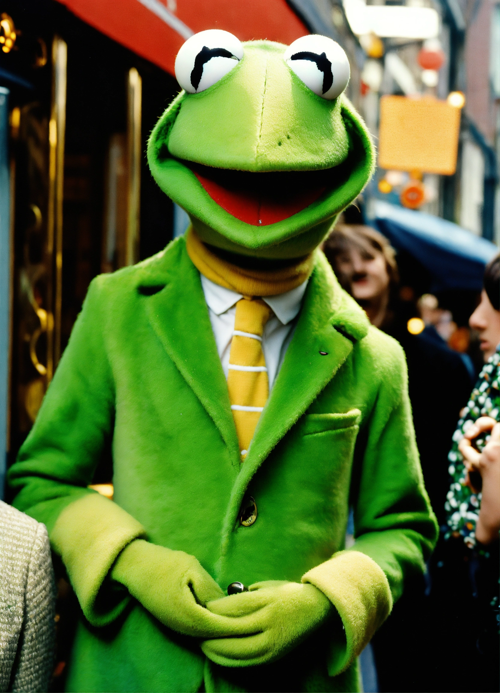 Lexica - A photo of kermit the frog as a mod in carnaby street in the ...