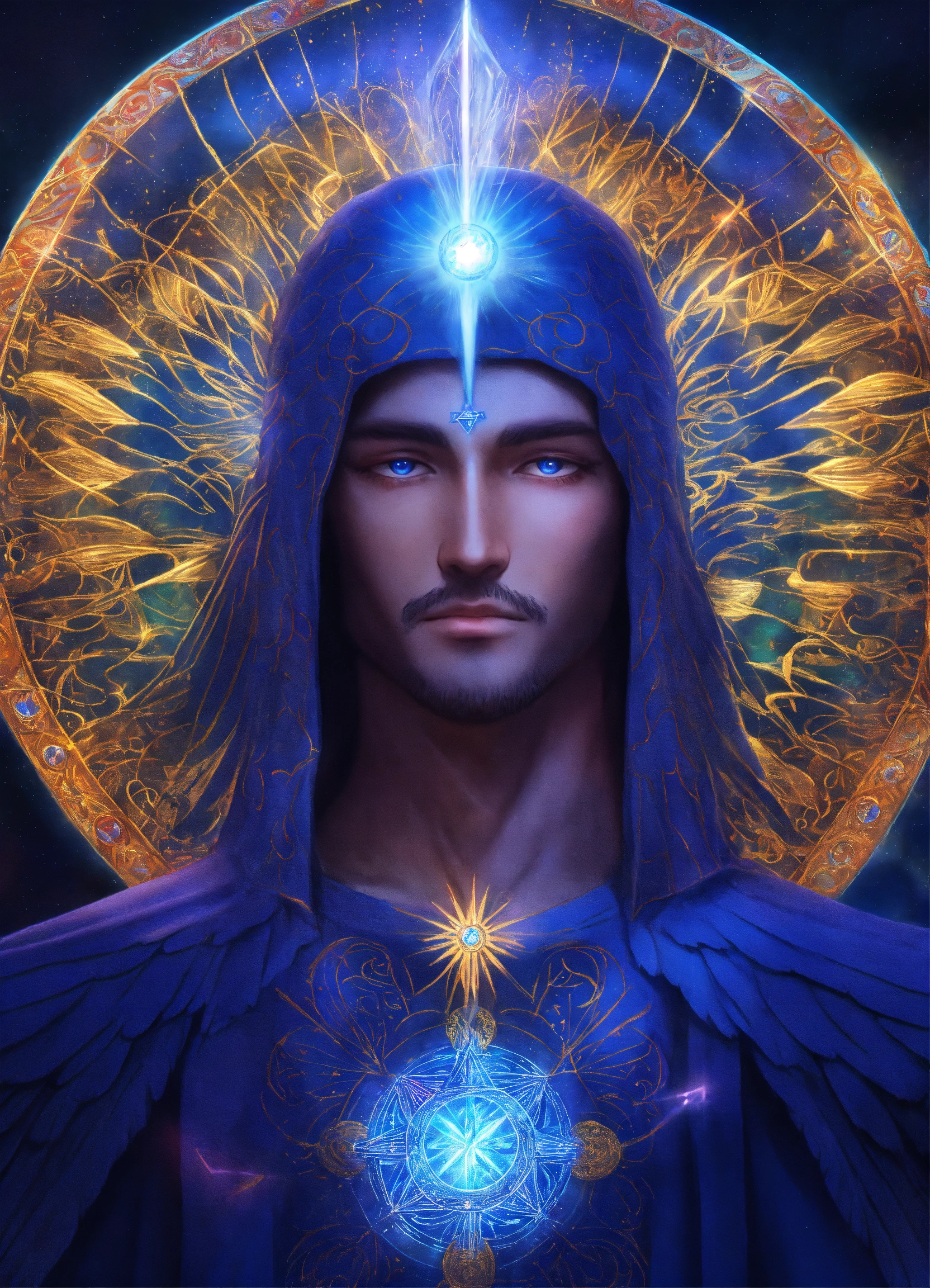 Lexica - Archangel Michael with an elderly visage, mystic emblem ...