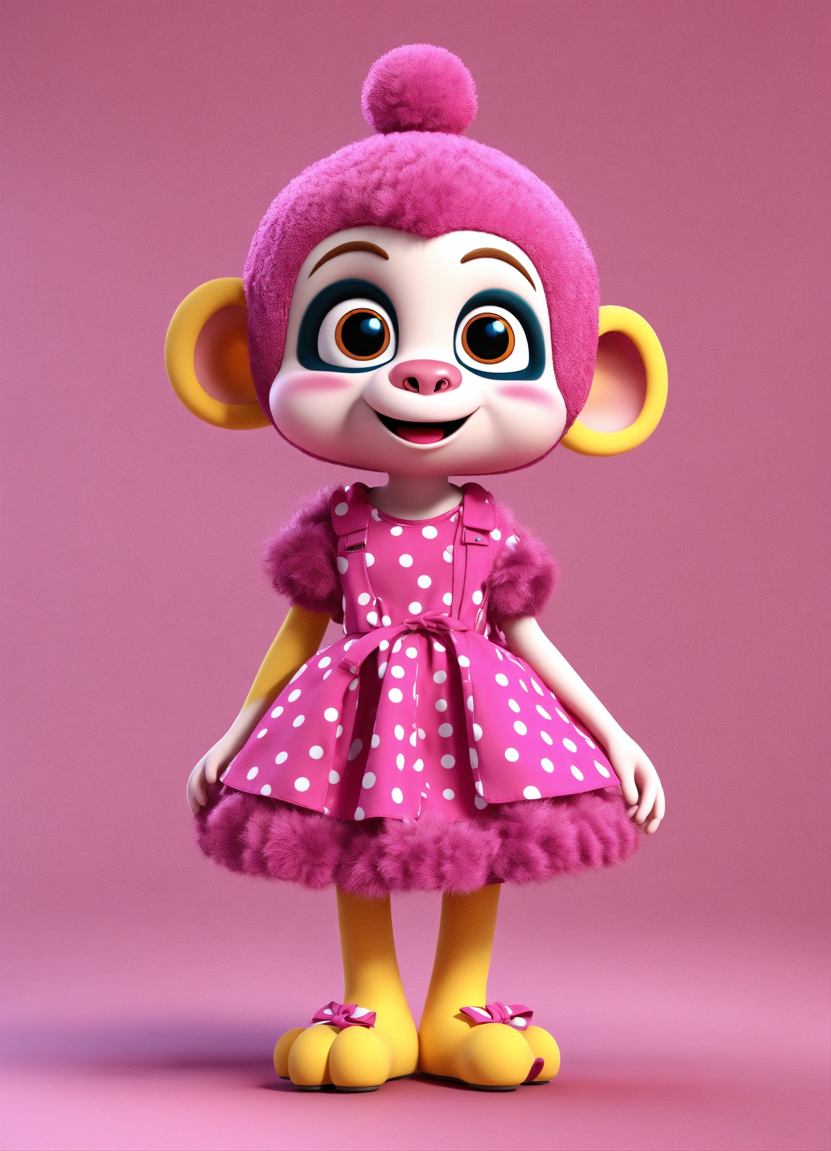 Lexica - A cute happy 3D model monkey character wearing polka dots ...