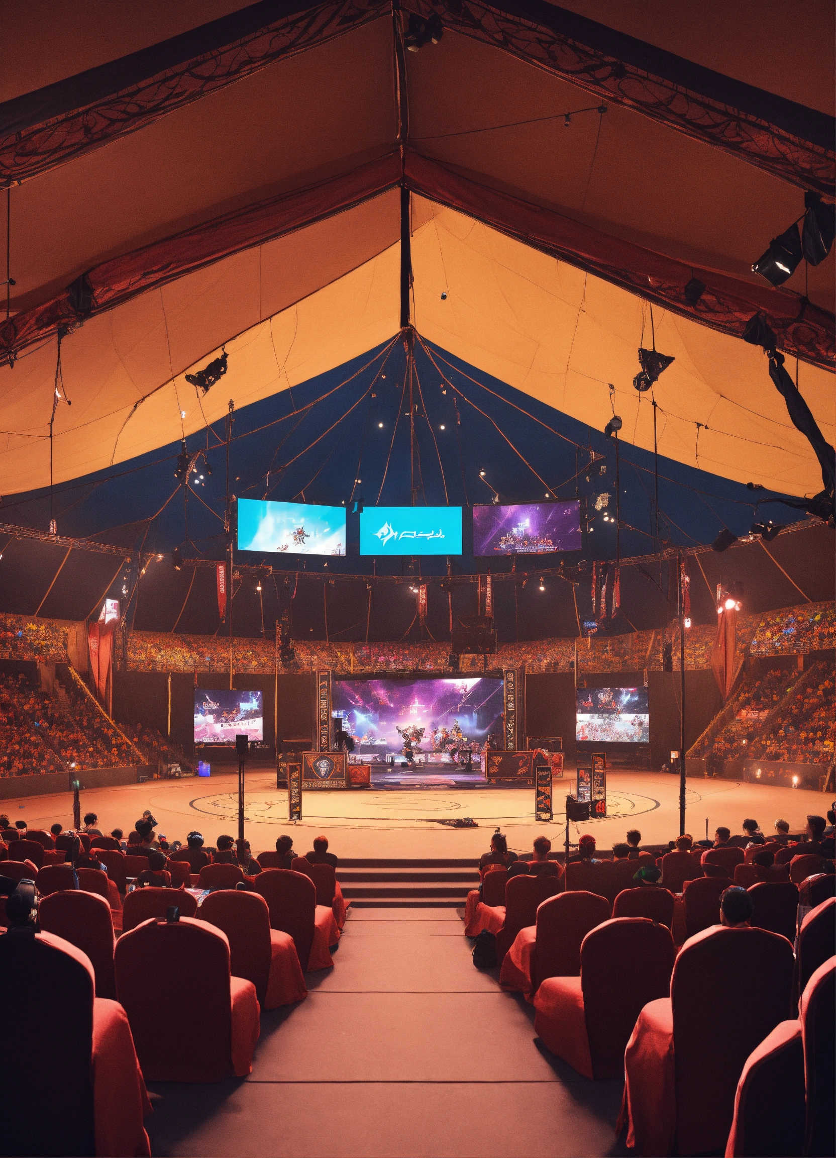 Lexica - Generate an image of a small esports venue's desert tent style ...