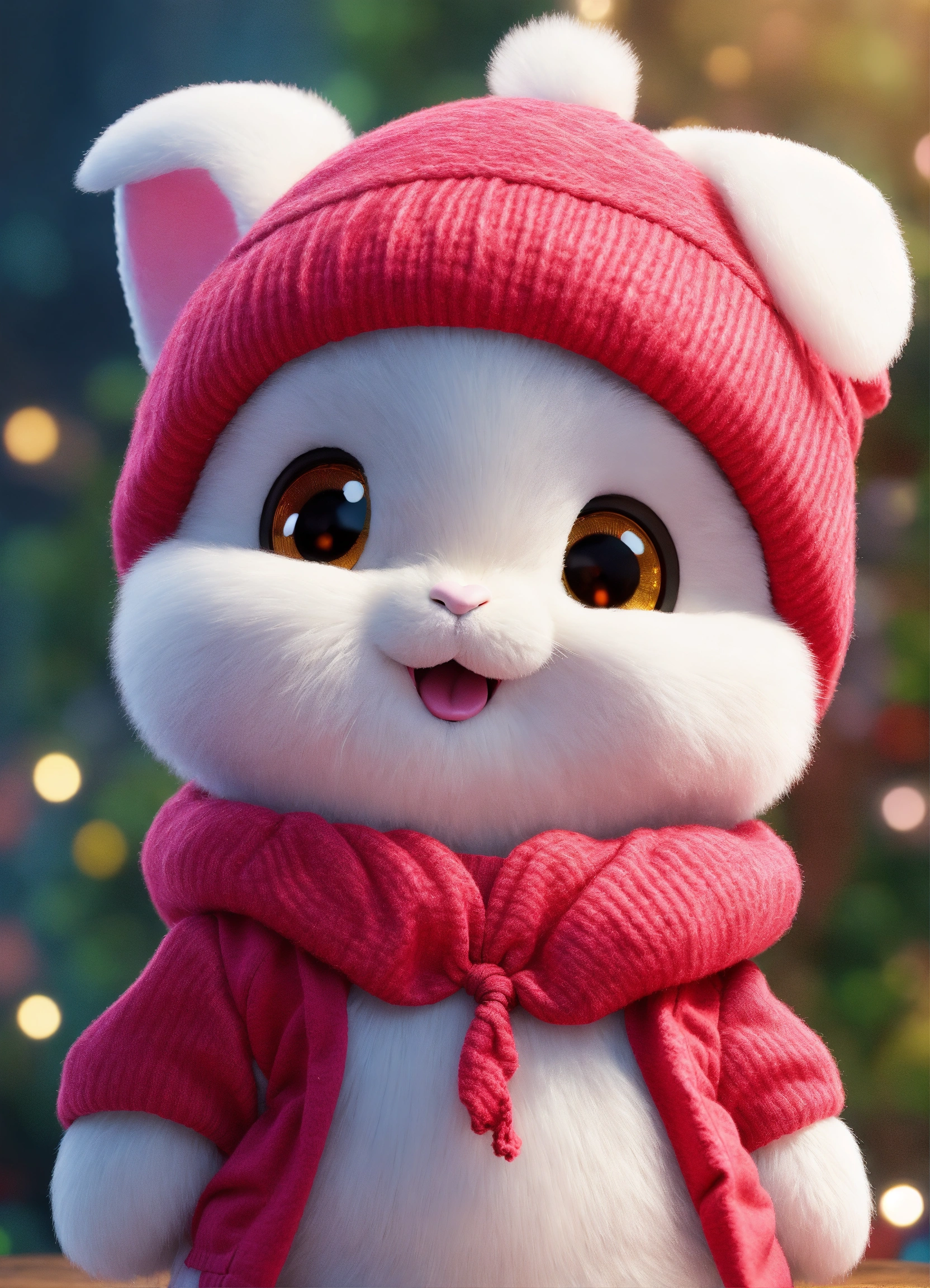 Lexica - Cute baby pixar style white fairy rabbit,Many pink lights,Sing ...