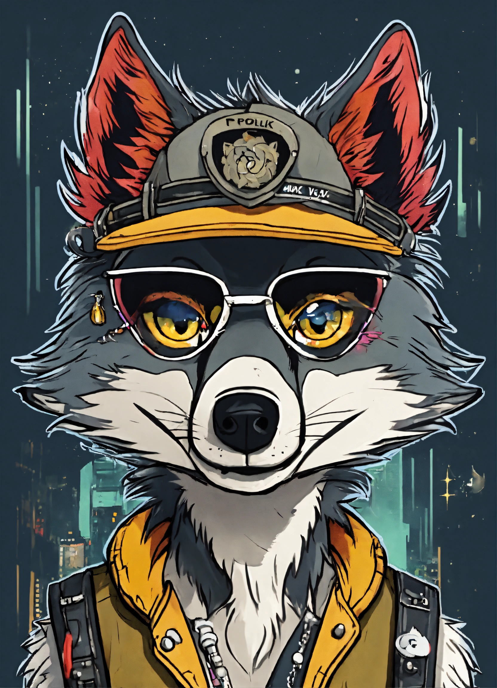 Lexica - Punk cartoon wolf