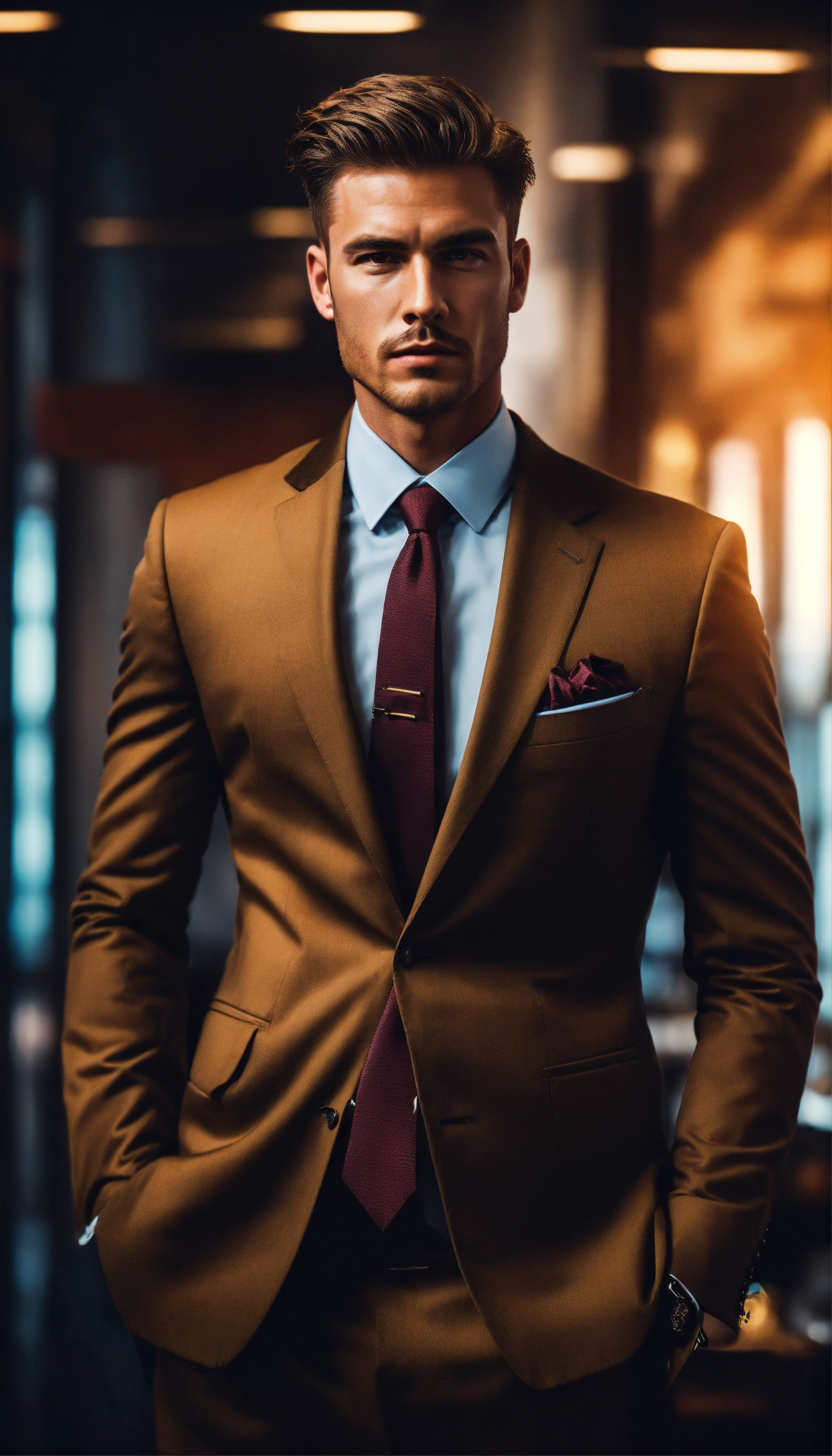Lexica - Design a compelling image, modern but masculine, in suit ...