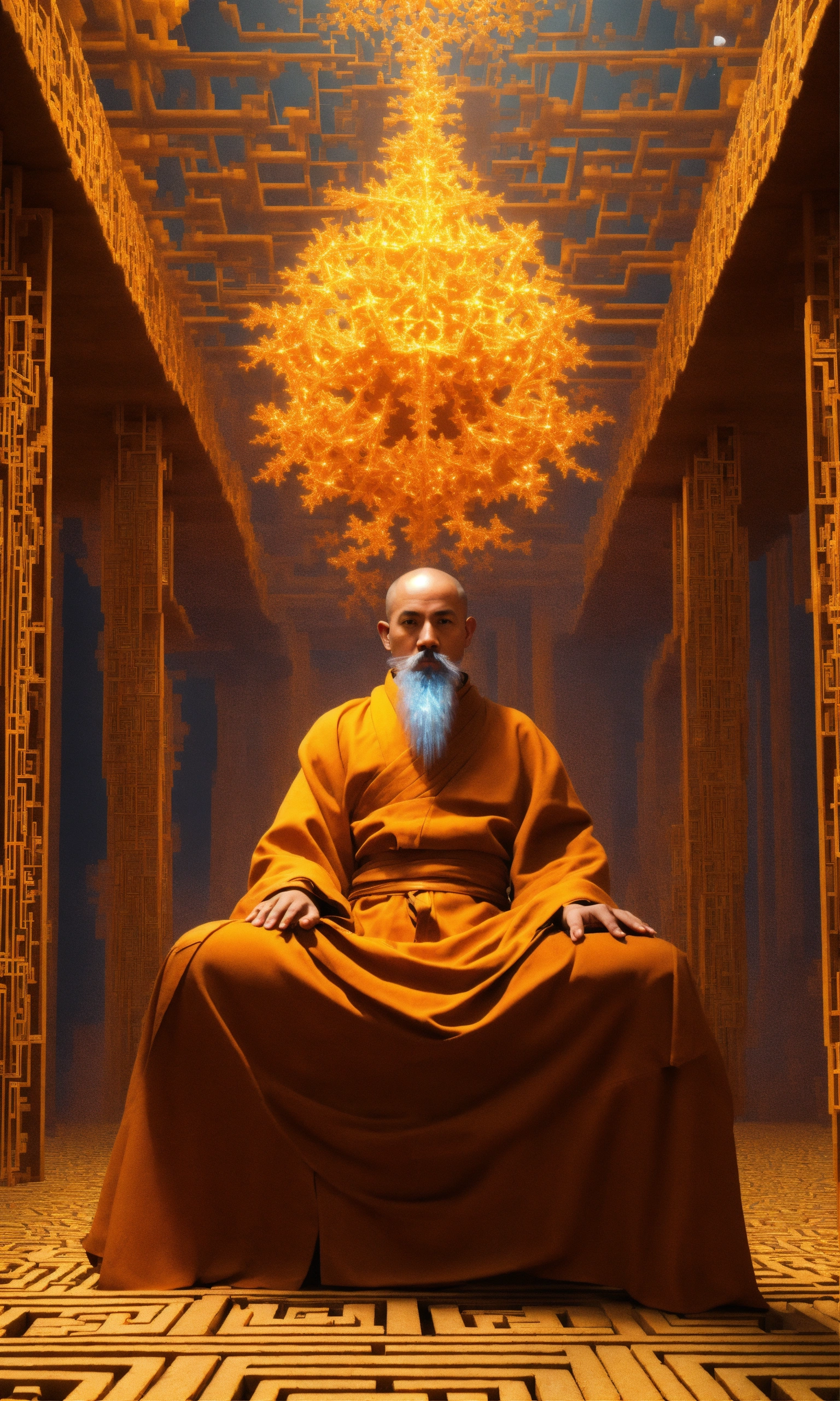 Lexica - Sitting Taoist monk tesseract body fractal three point ...