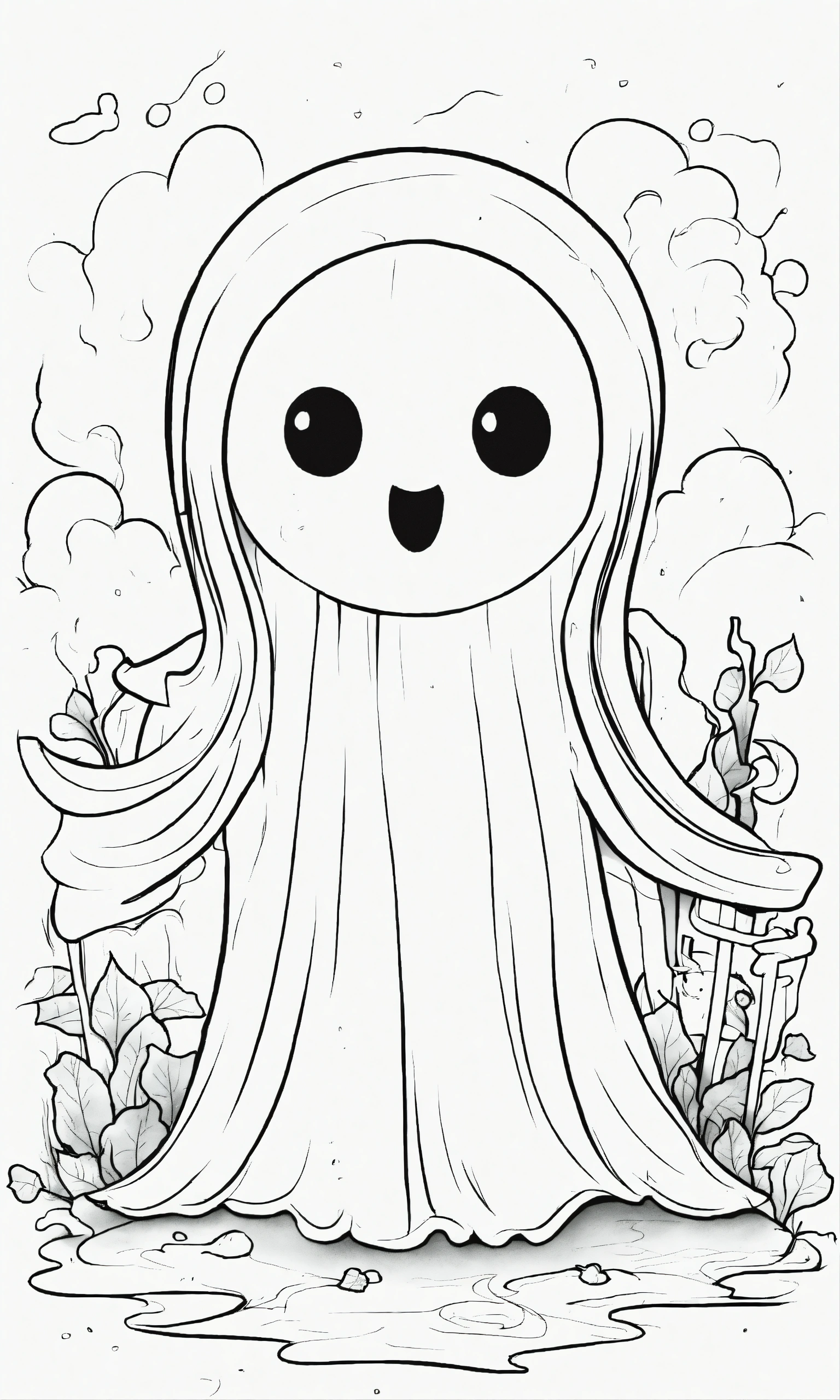 Lexica - Extremely simple. cartoon style. little ghost. coloring book ...