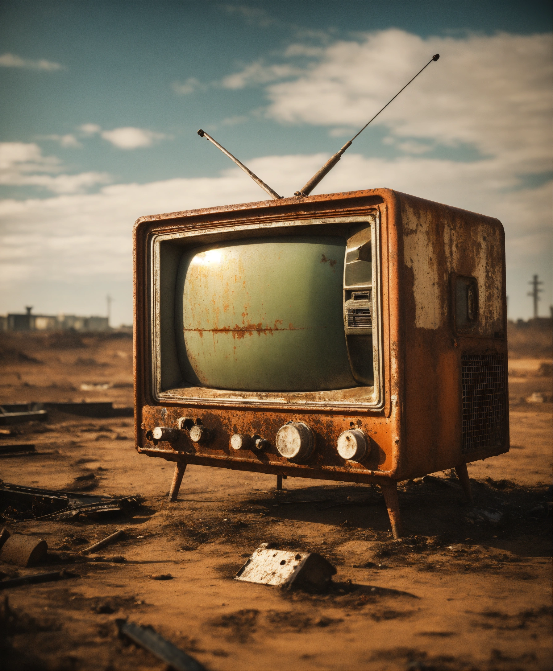 Lexica - A television in a toxic wasteland, natural rust and grime ...