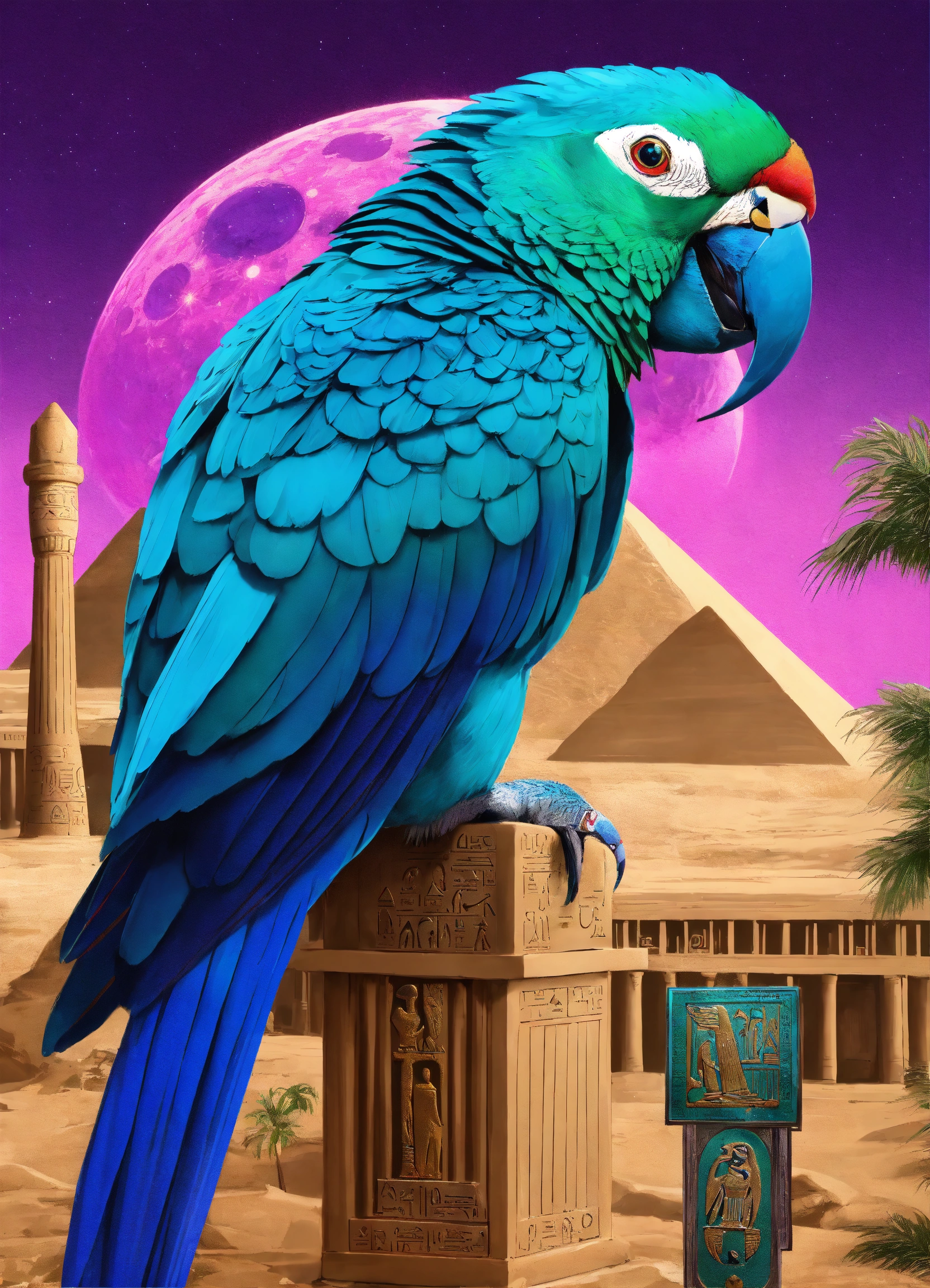 Lexica ALL hyperrealism style egyptian card STYLE egyptian PARROT in