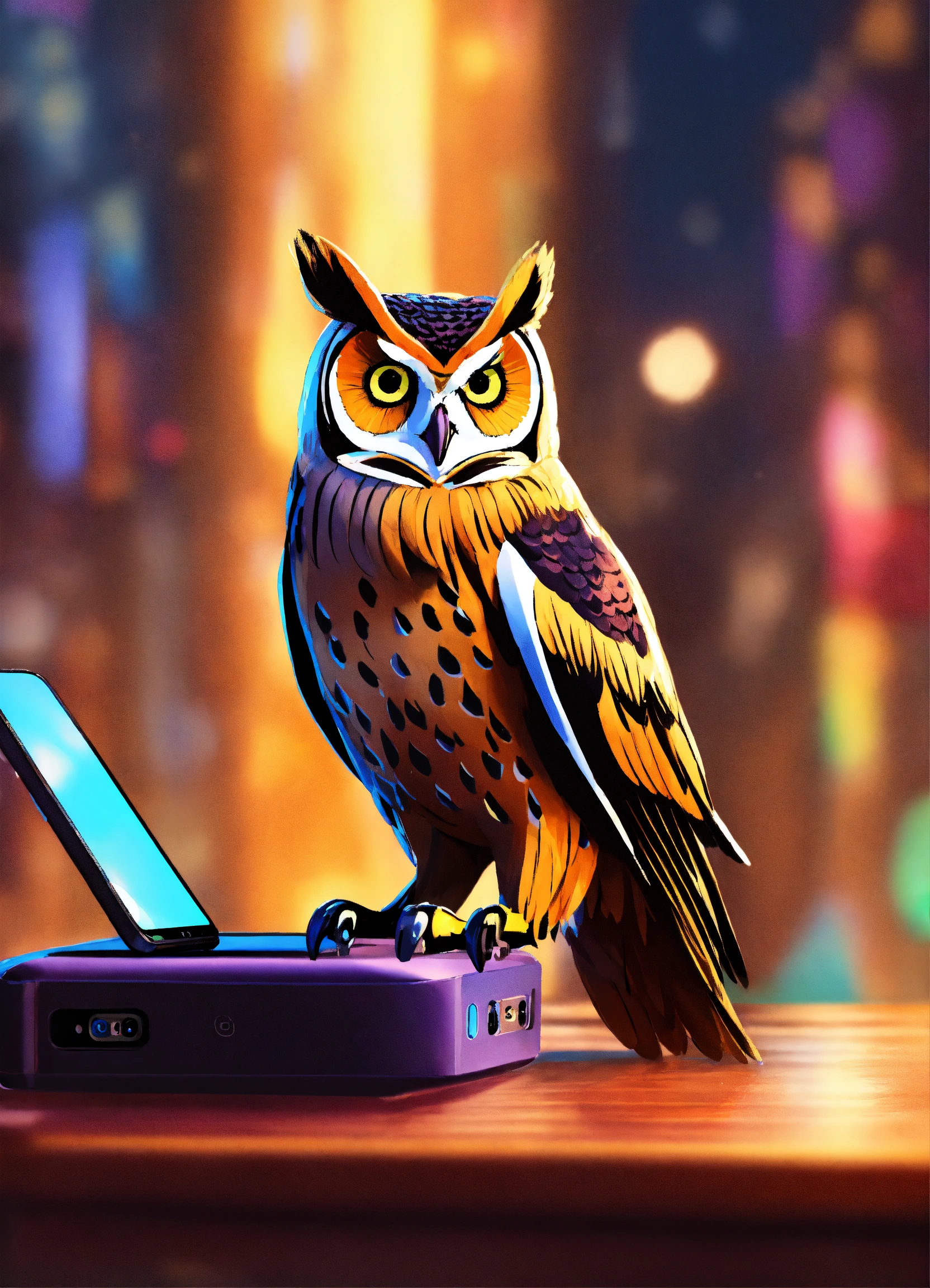 Lexica - Owl looking at a phone, elegant, digital painting, sharp focus ...