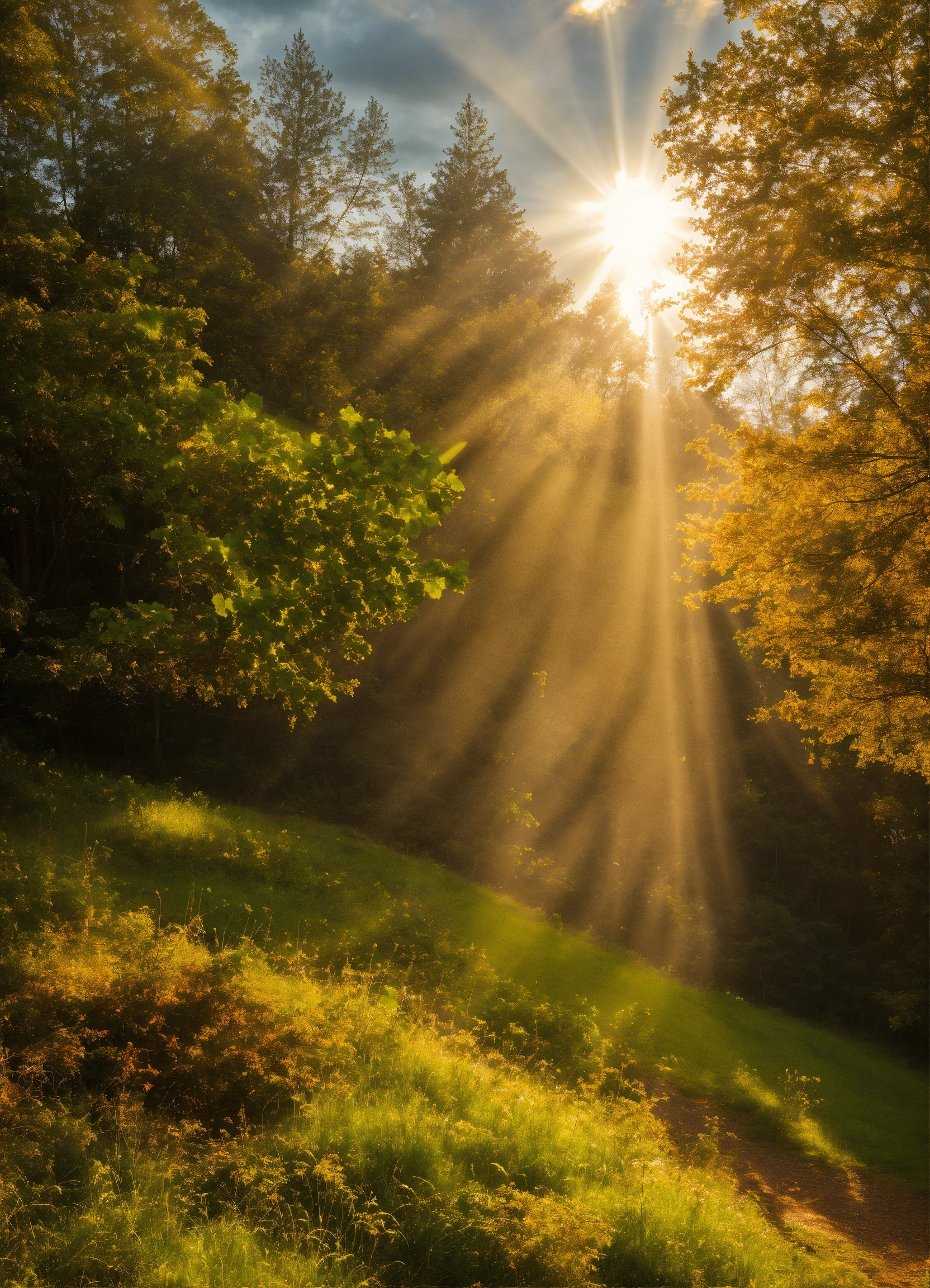 Lexica - Sun rays filtering through clouds