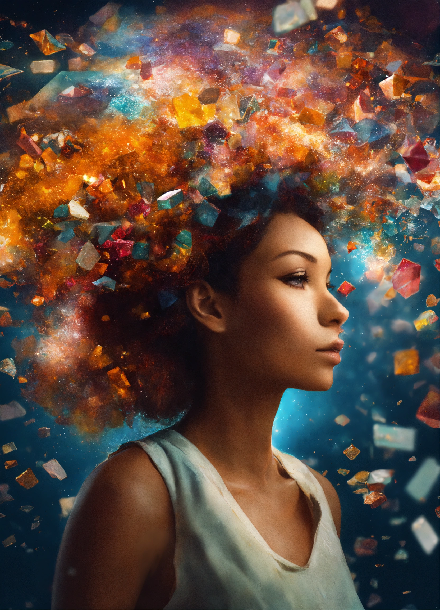 Lexica - A Woman Visualizing the Present Overflowing with Potential
