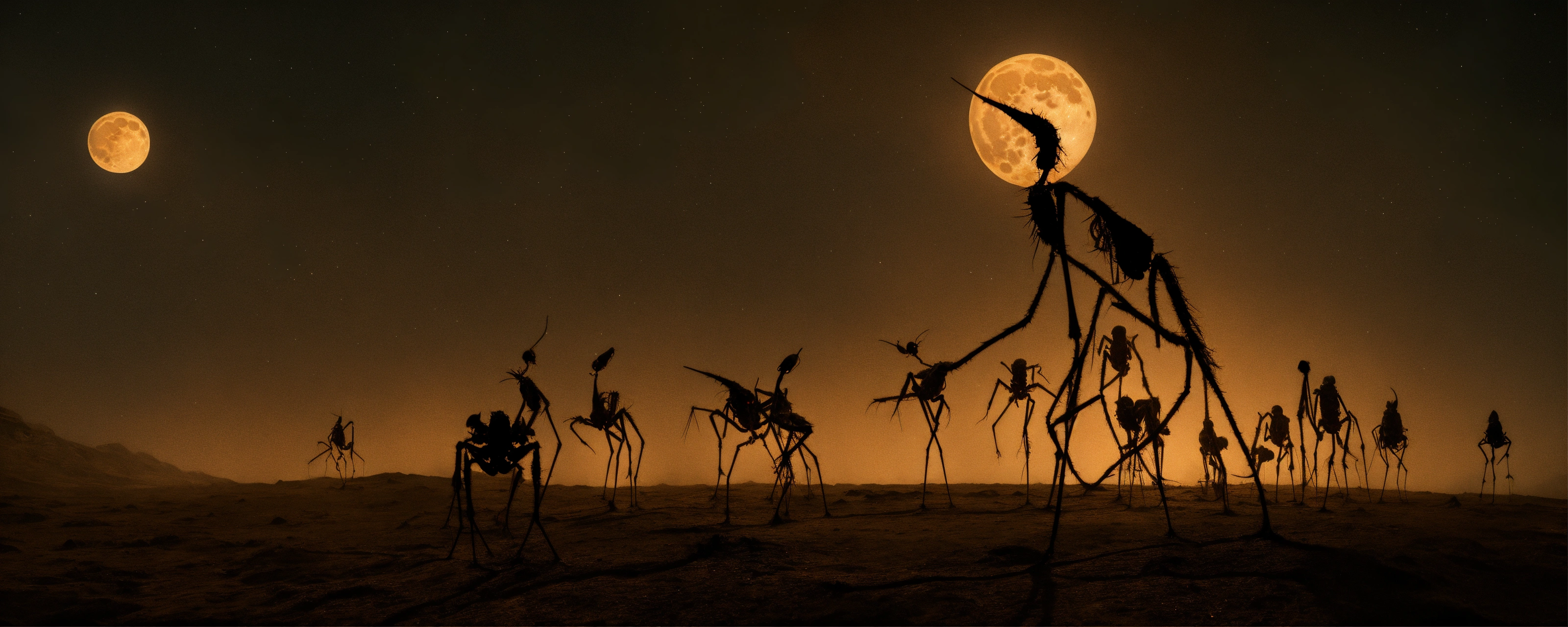 Lexica - Under a full moon, terrifying creatures of various sizes ...