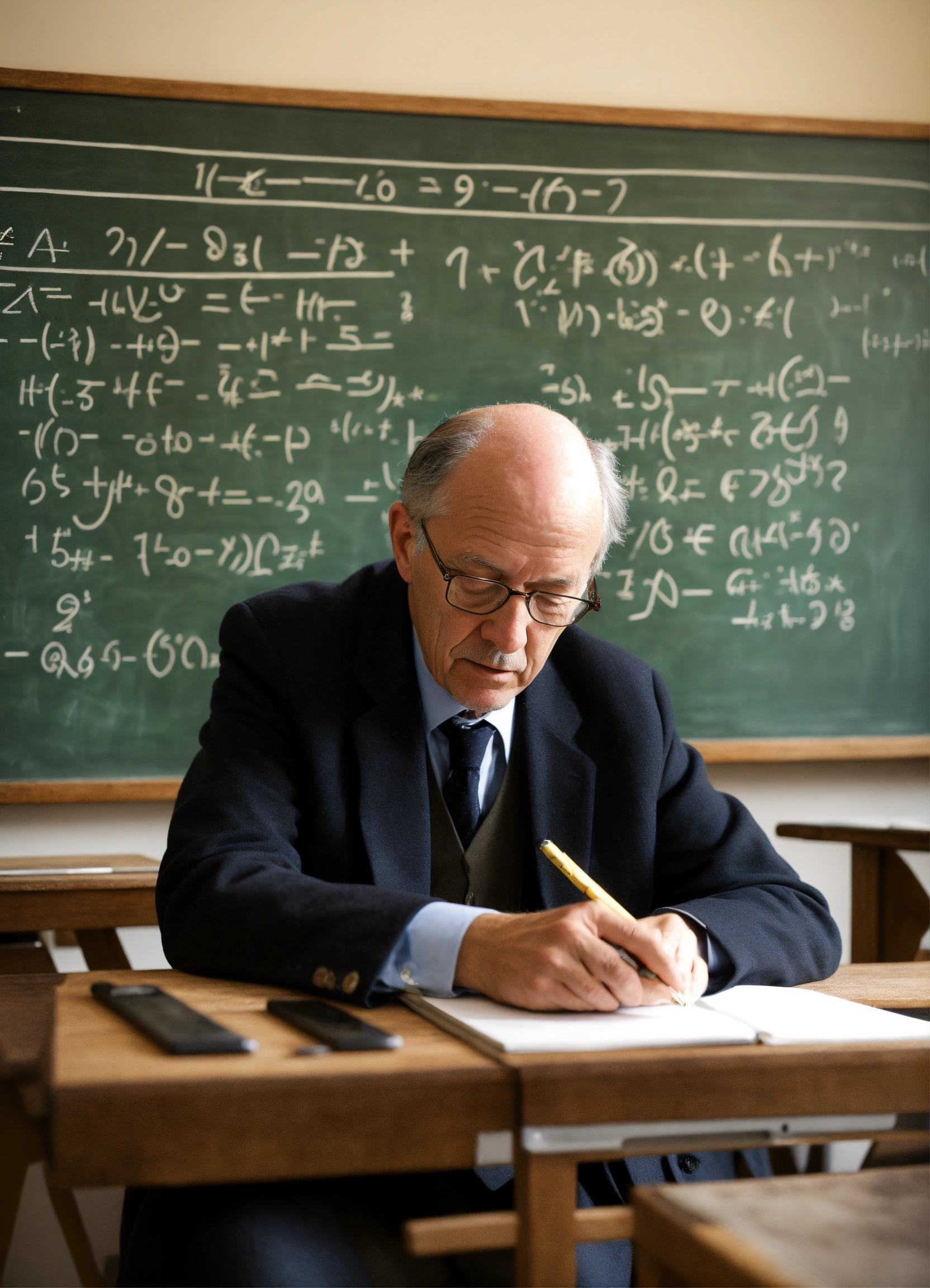 Lexica - Professor Hermann Weyl writing equations on the blackboard.