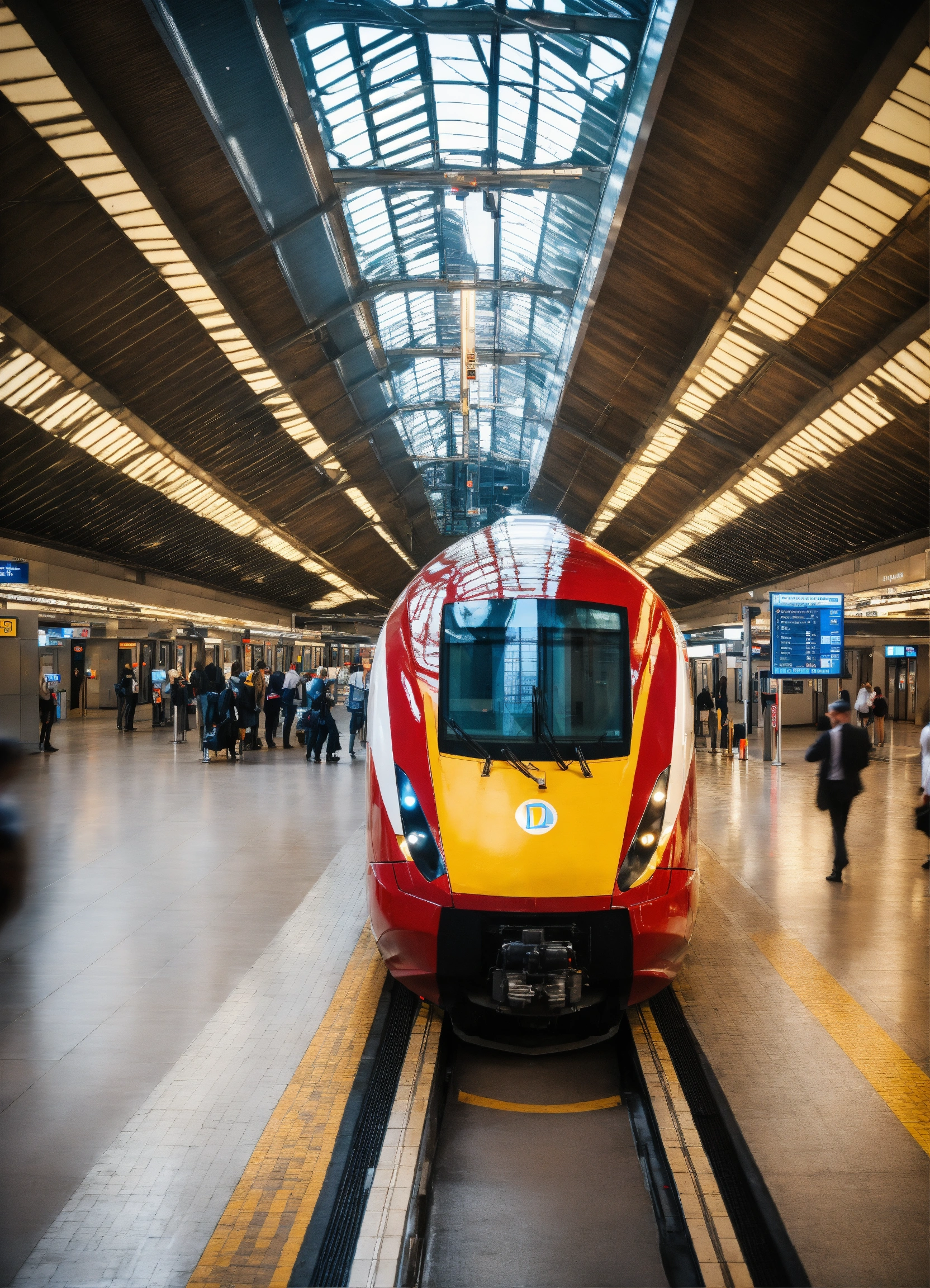 Lexica - Inside a modern train station . Show a high speed train ...