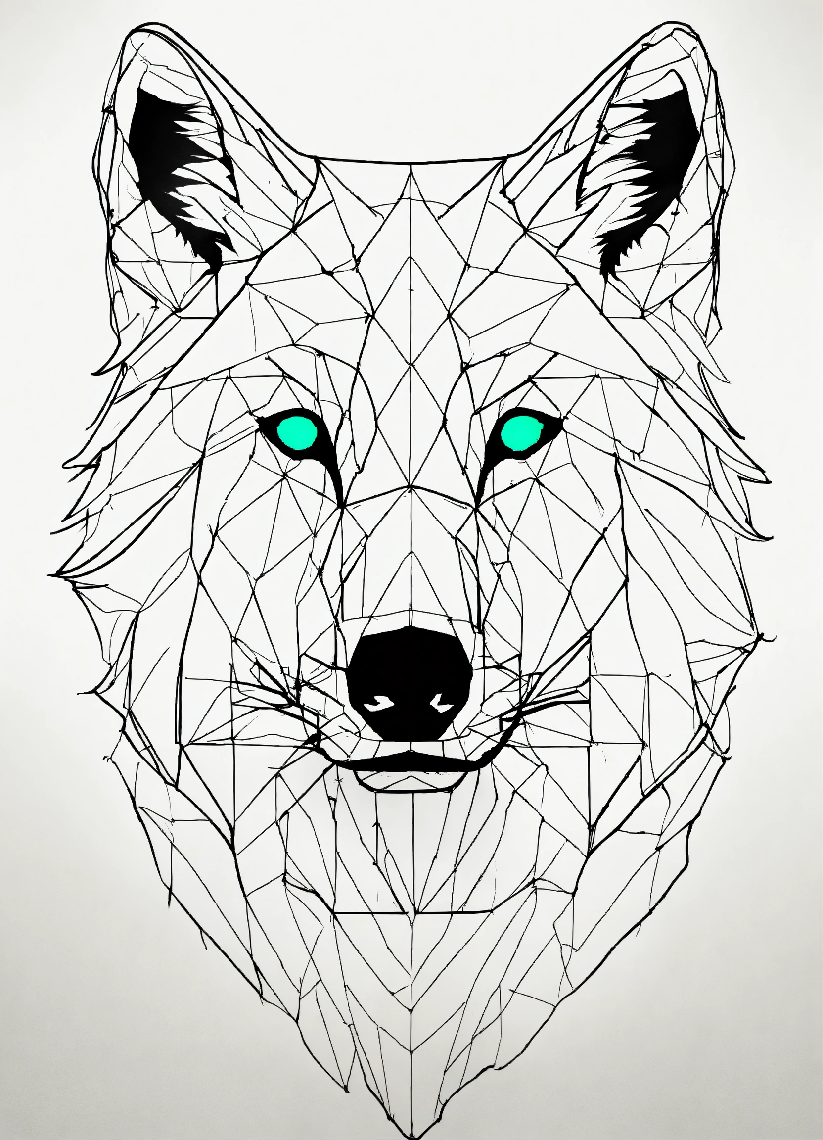 Lexica - Create a sketch of the wolf silhouette, black, single lines as ...