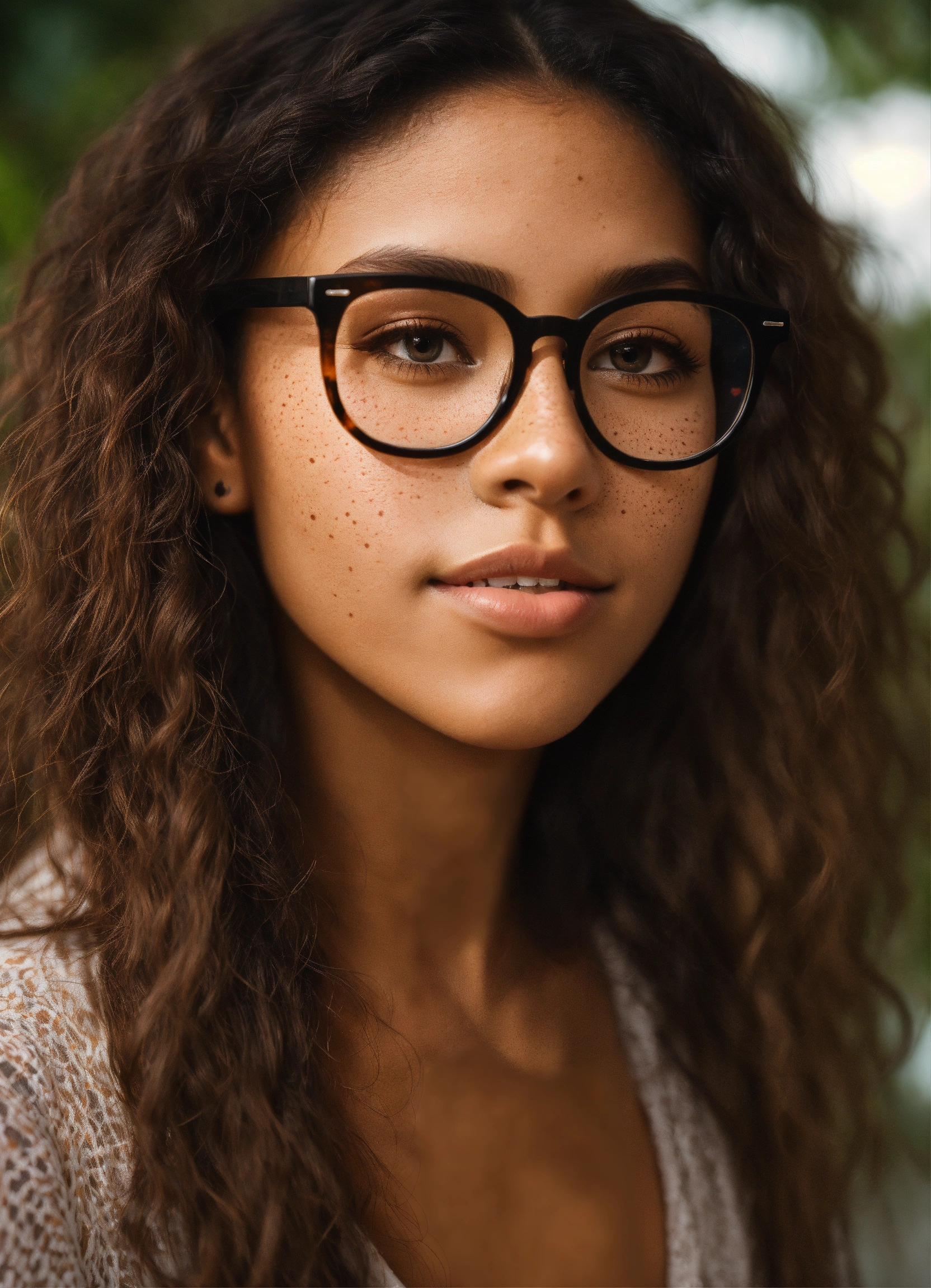 Lexica Short light skinned black female, long straight frizzy brown